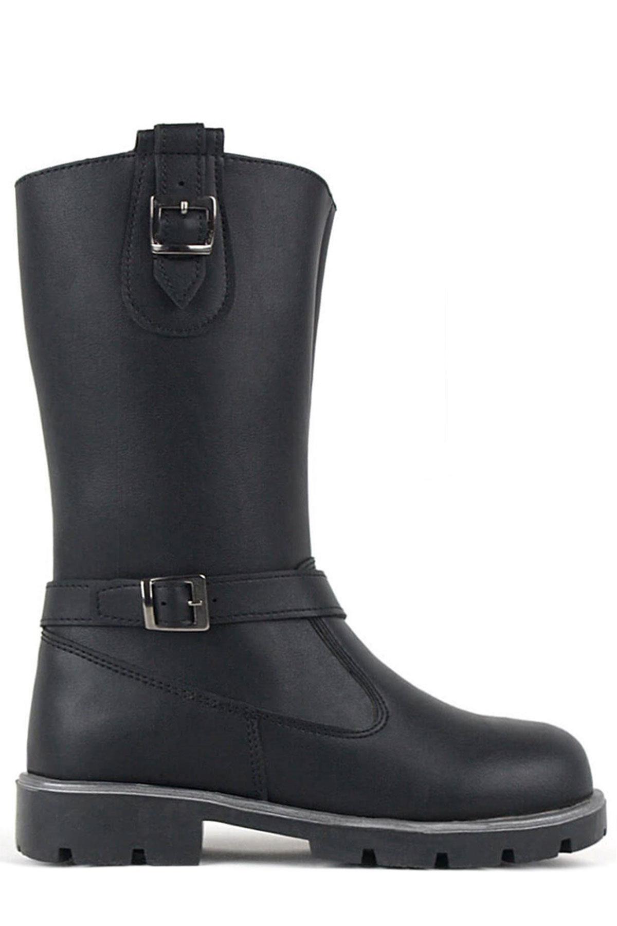 Rakerplus Siyah Fermuarlı Uzun Kız Çocuk Çizme