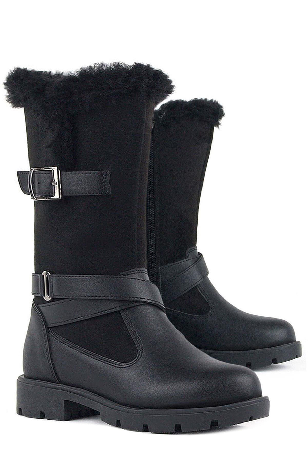 Rakerplus Siyah Uzun Fermuarlı Kız Çocuk Çizme