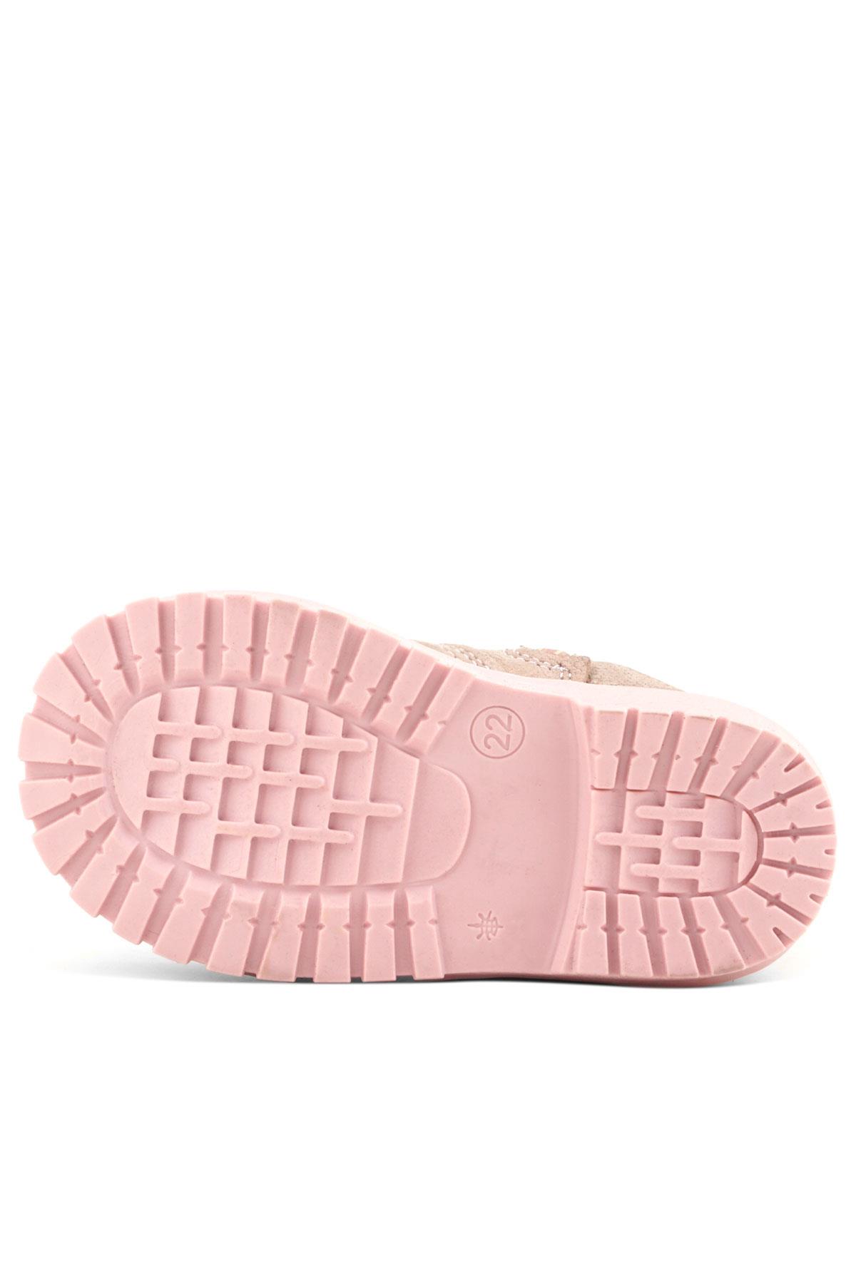 Rakerplus Chiron Hakiki Deri Pembe Simli Fermuarlı Kız Çocuk Bot Çizme