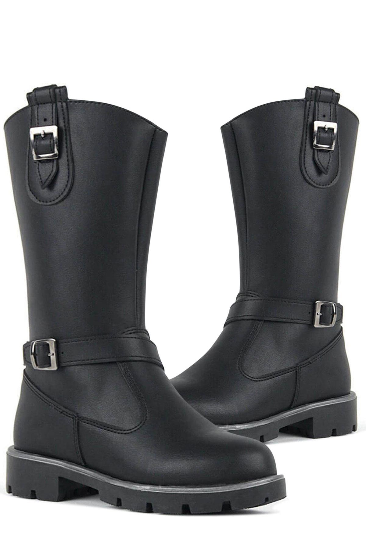 Rakerplus Siyah Fermuarlı Uzun Kız Çocuk Çizme