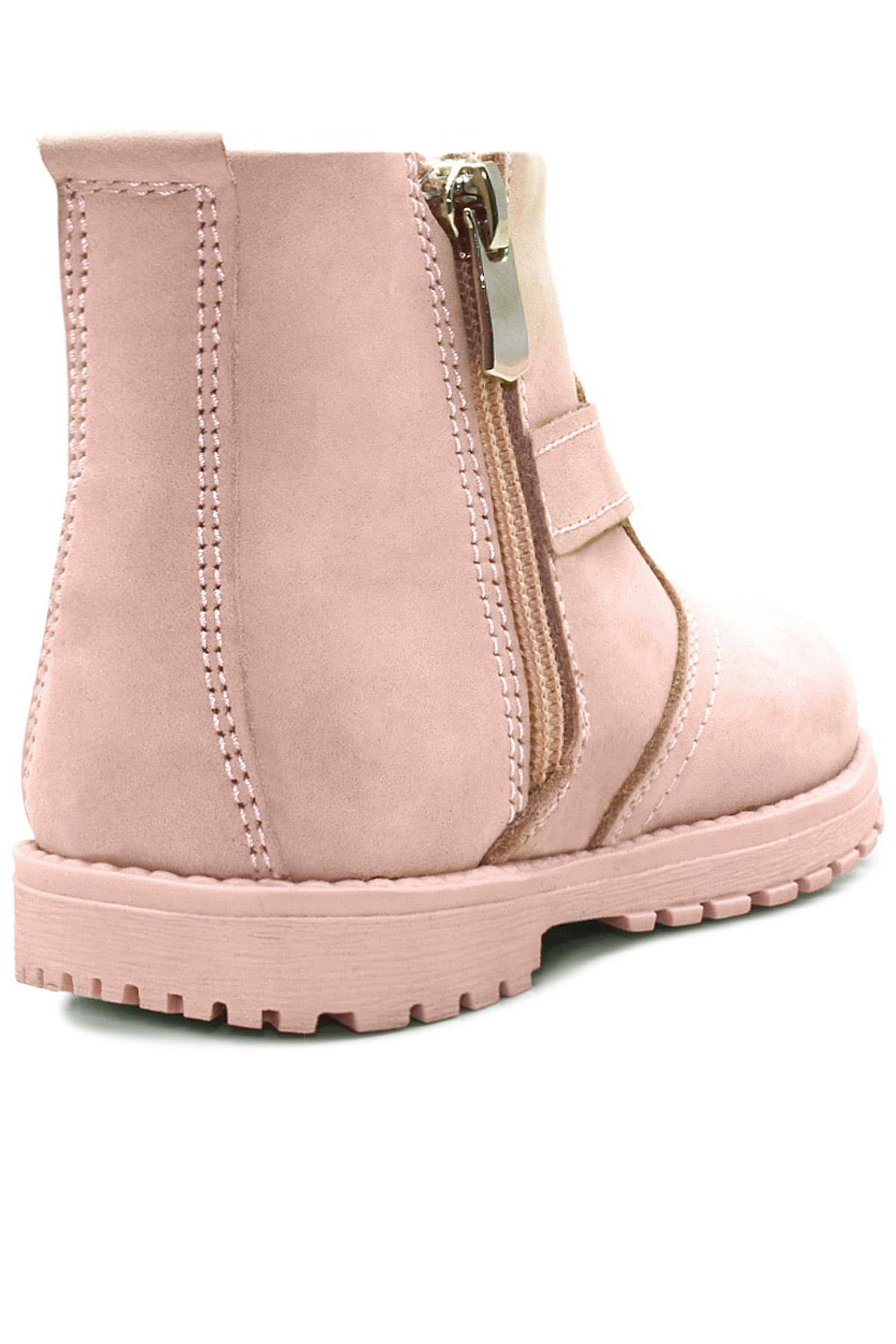 Rakerplus Chiron Hakiki Deri Pembe Fermuarlı Kız Bebek Bot