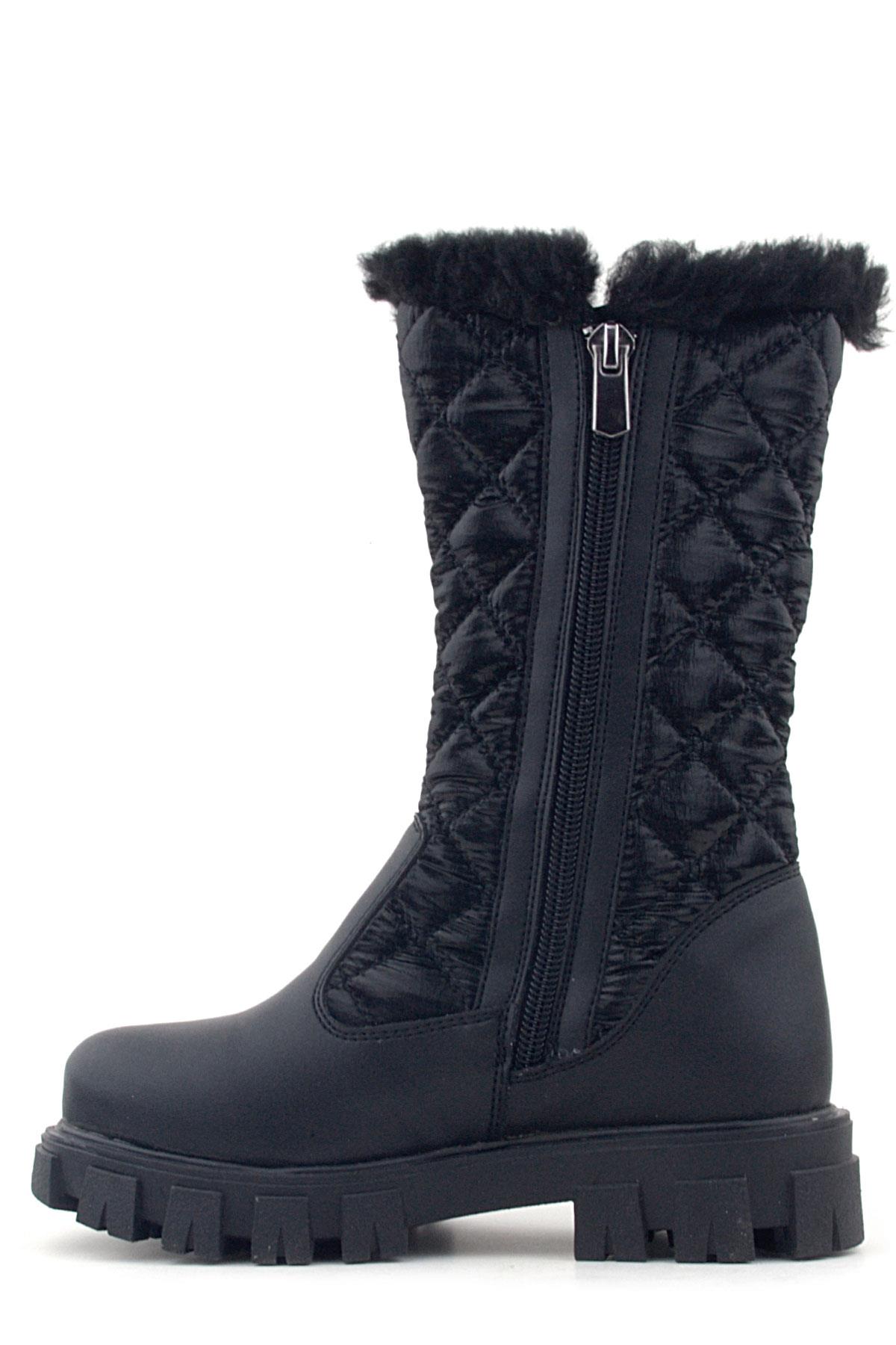 Rakerplus Siyah Uzun Fermuarlı Kurdeleli Kız Çocuk Yağmur Çizmesi