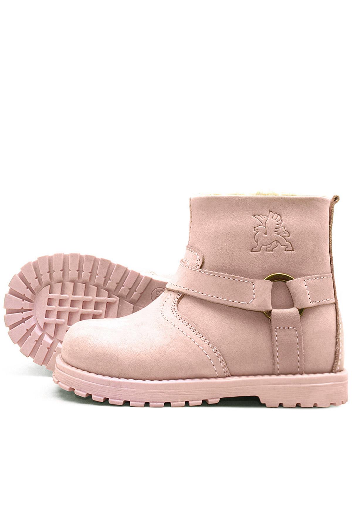 Rakerplus Chiron Hakiki Deri Pembe Fermuarlı Kız Bebek Bot