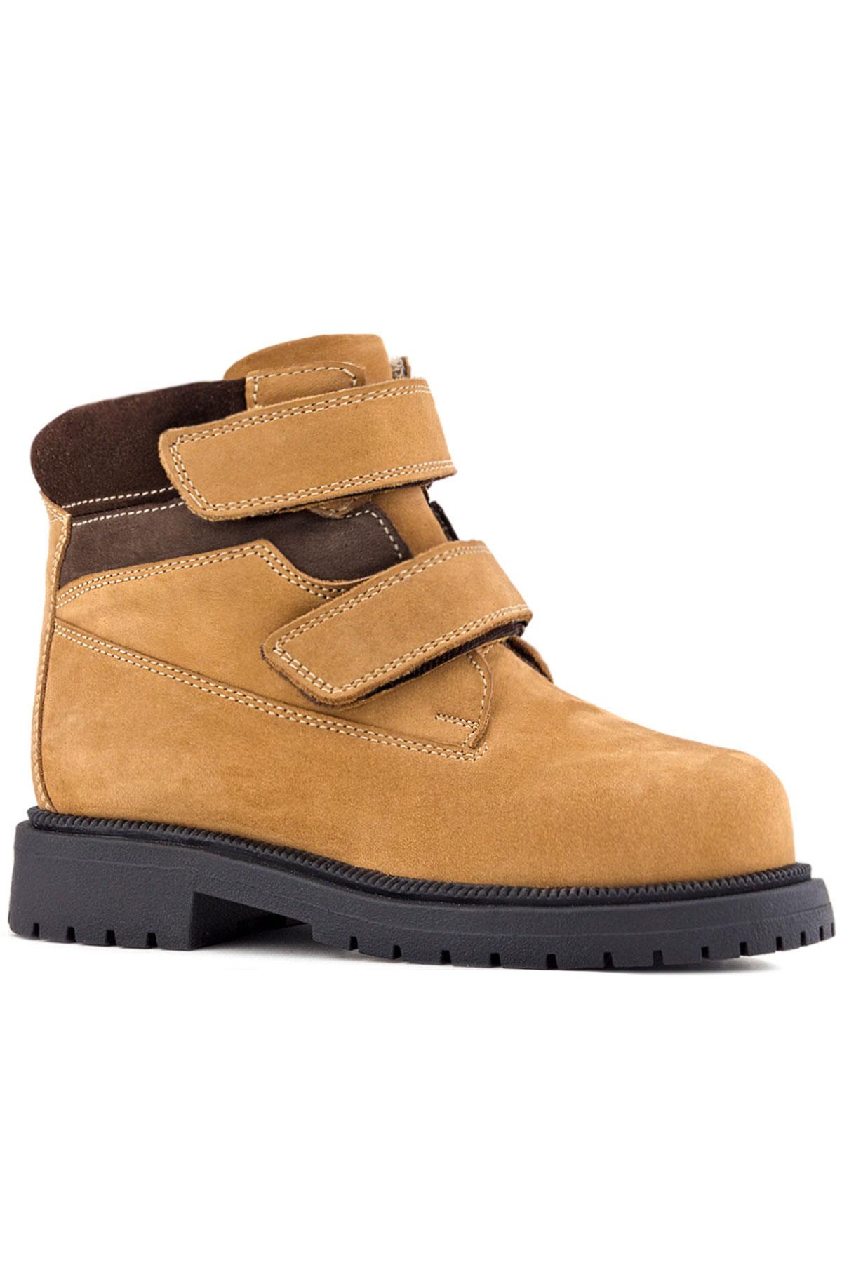 Rakerplus Hakiki Deri Sarı Cırt Cırtlı Kışlık Çocuk Bot