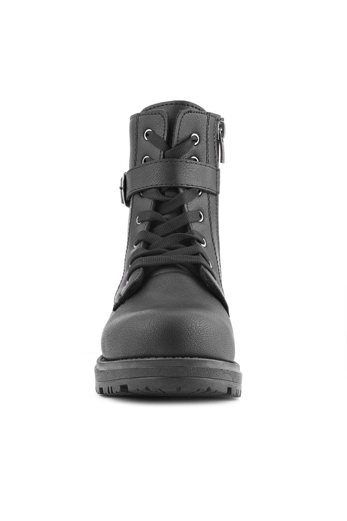 Rakerplus Siyah Fermuarlı Bağcıklı Kışlık Kız Çocuk Bot