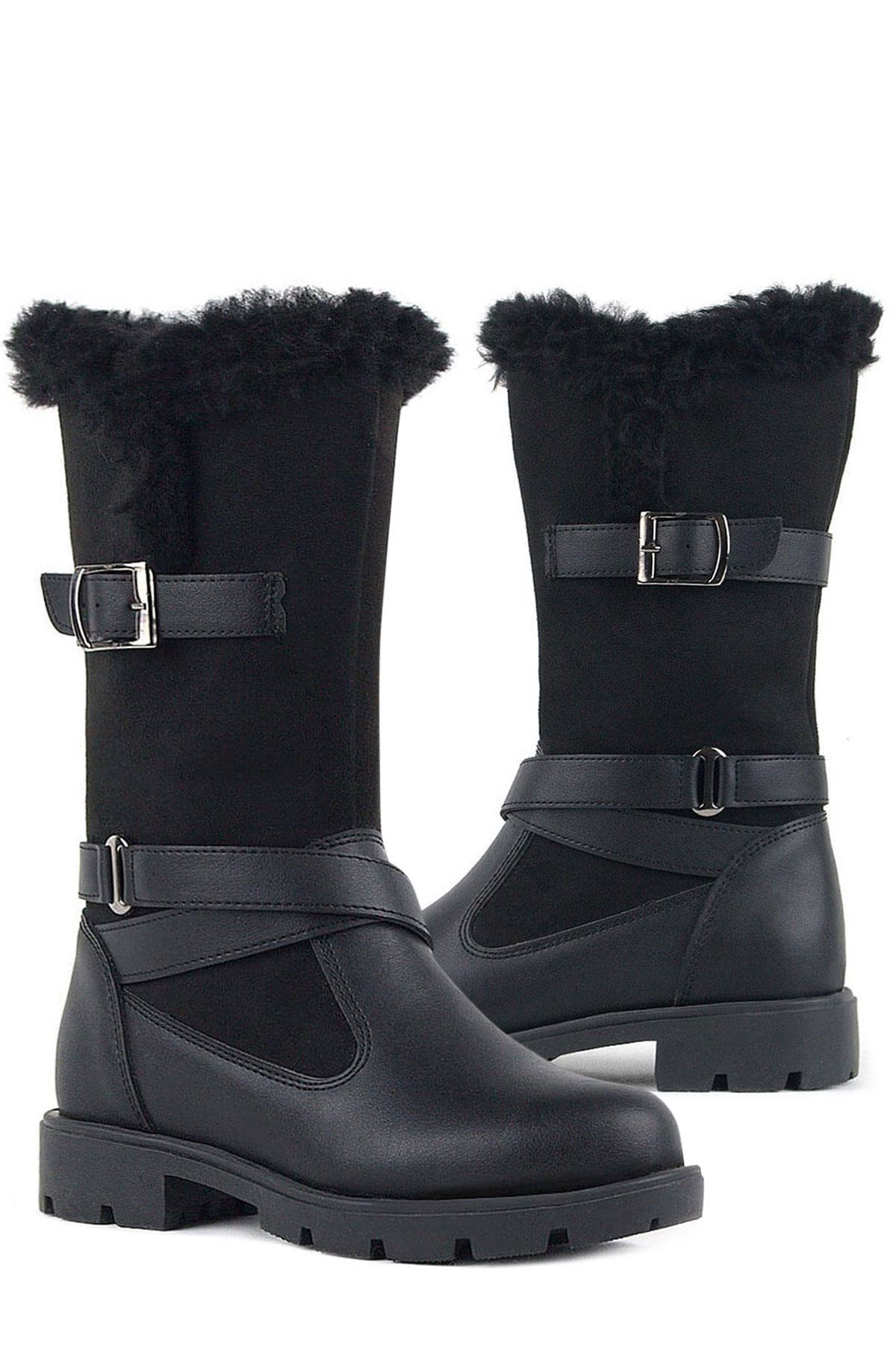 Rakerplus Siyah Uzun Fermuarlı Kız Çocuk Çizme