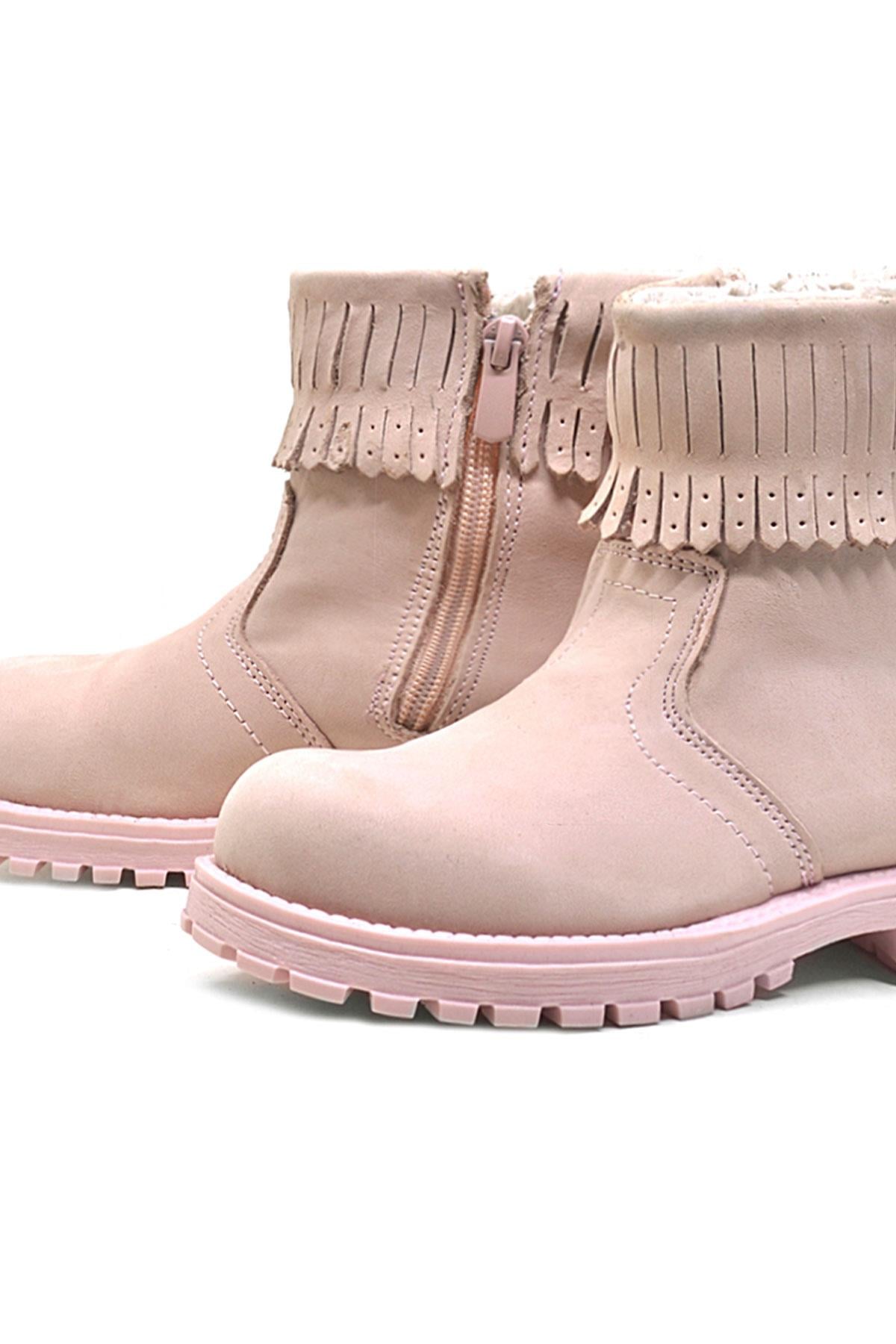 Rakerplus Zippered Genuine Leather Pink Boots Girls Boots Chiron