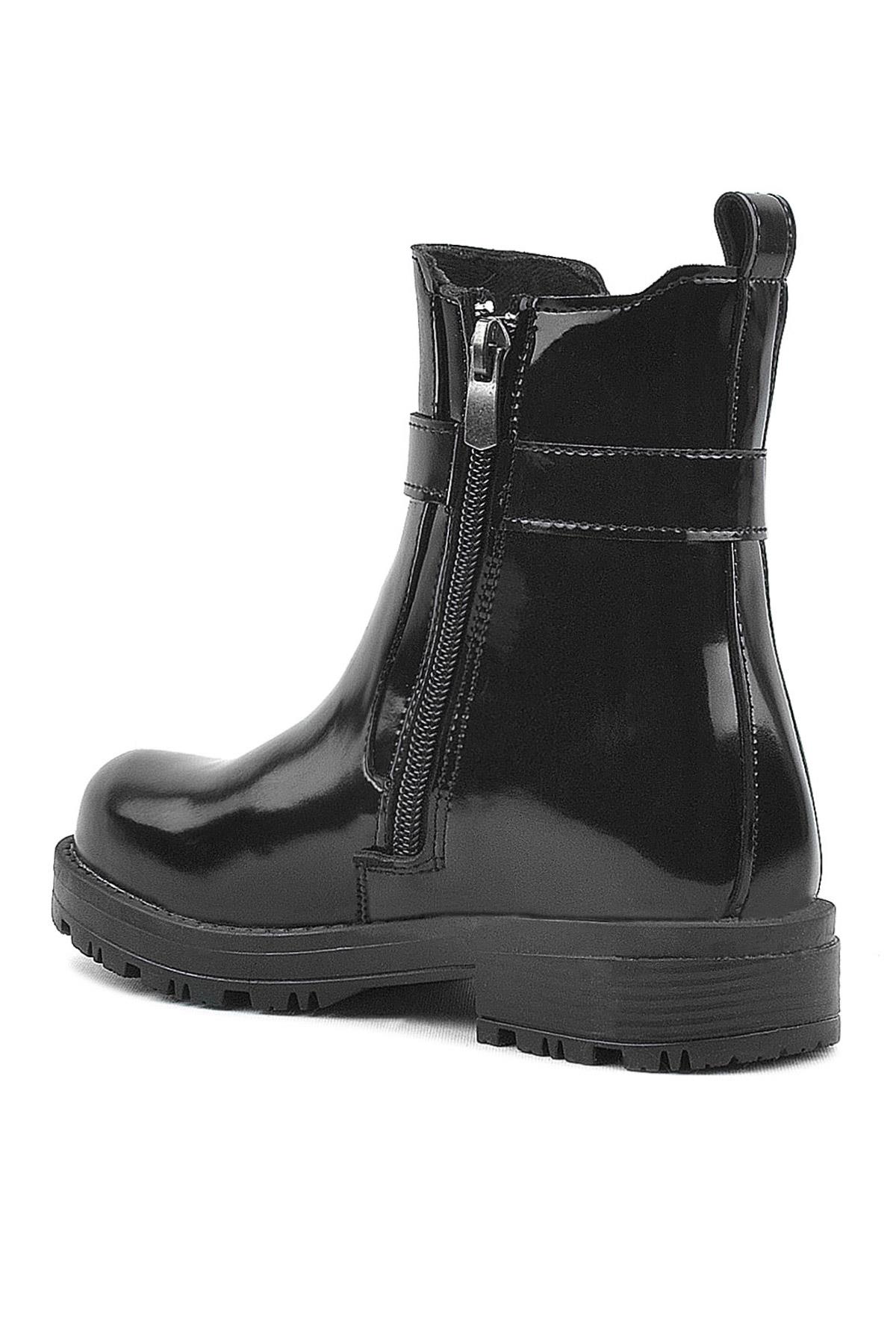 Rakerplus Black Pattent Leather Strech Kids Girls Boots