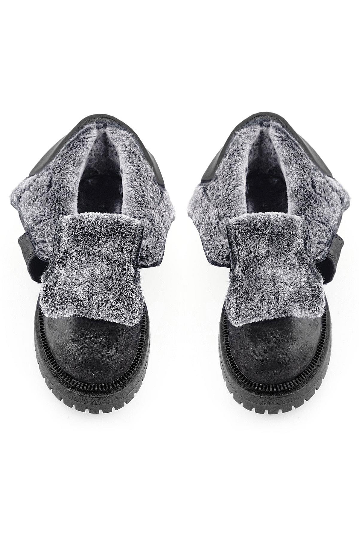 Rakerplus Siyah Simli Cırt Cırtlı Hakiki Deri Kız Çocuk Bot