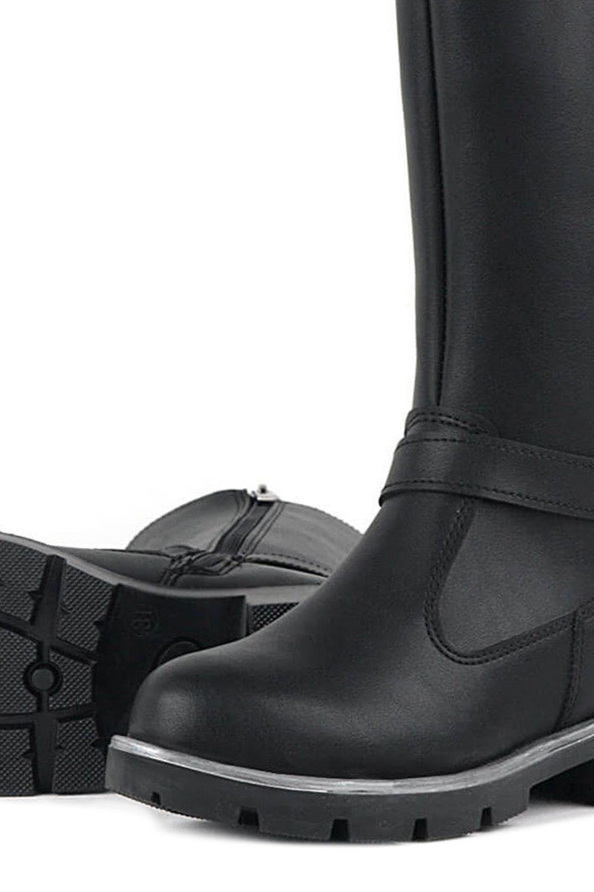 Rakerplus Siyah Fermuarlı Uzun Kız Çocuk Çizme