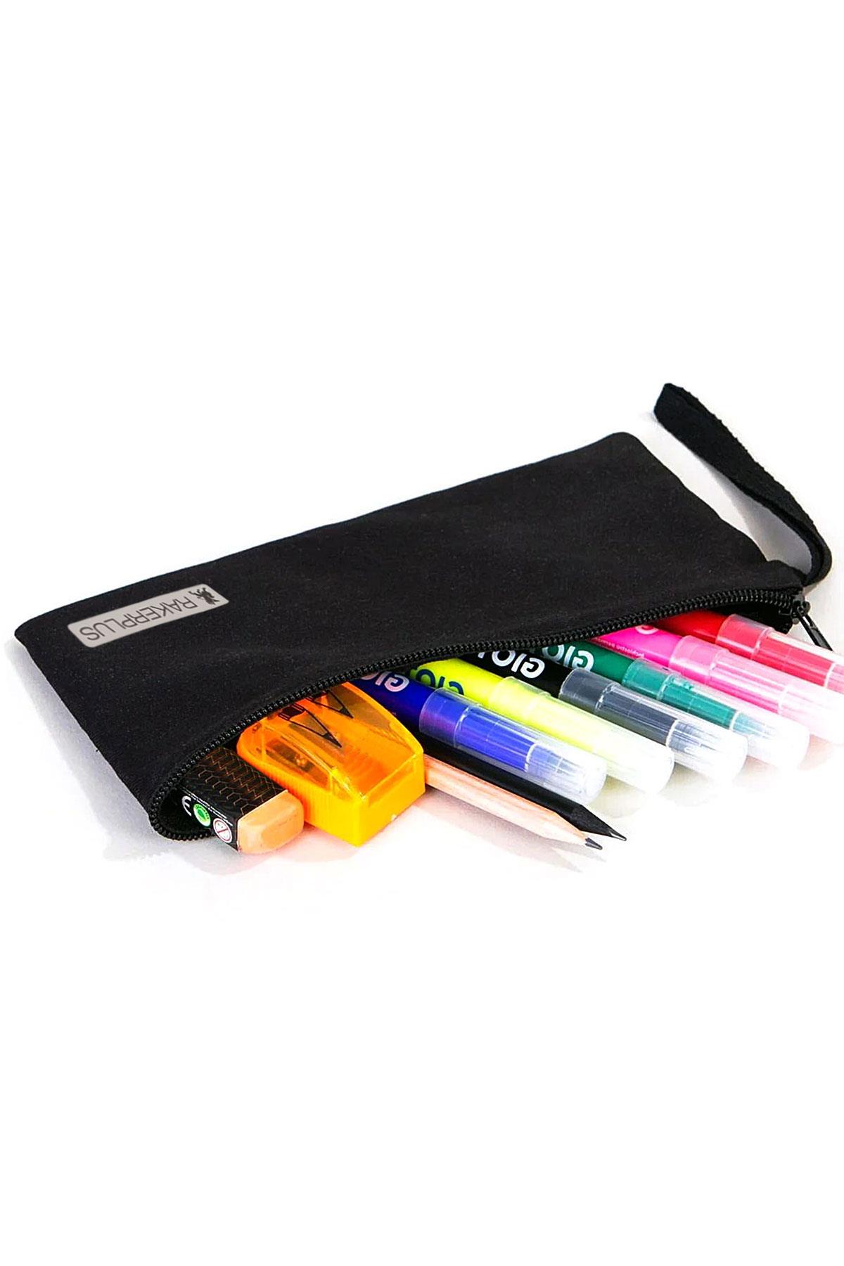 Rakerplus Siyah 21x10 cm Fermuarlı Gabardin Kumaş Kalemlik