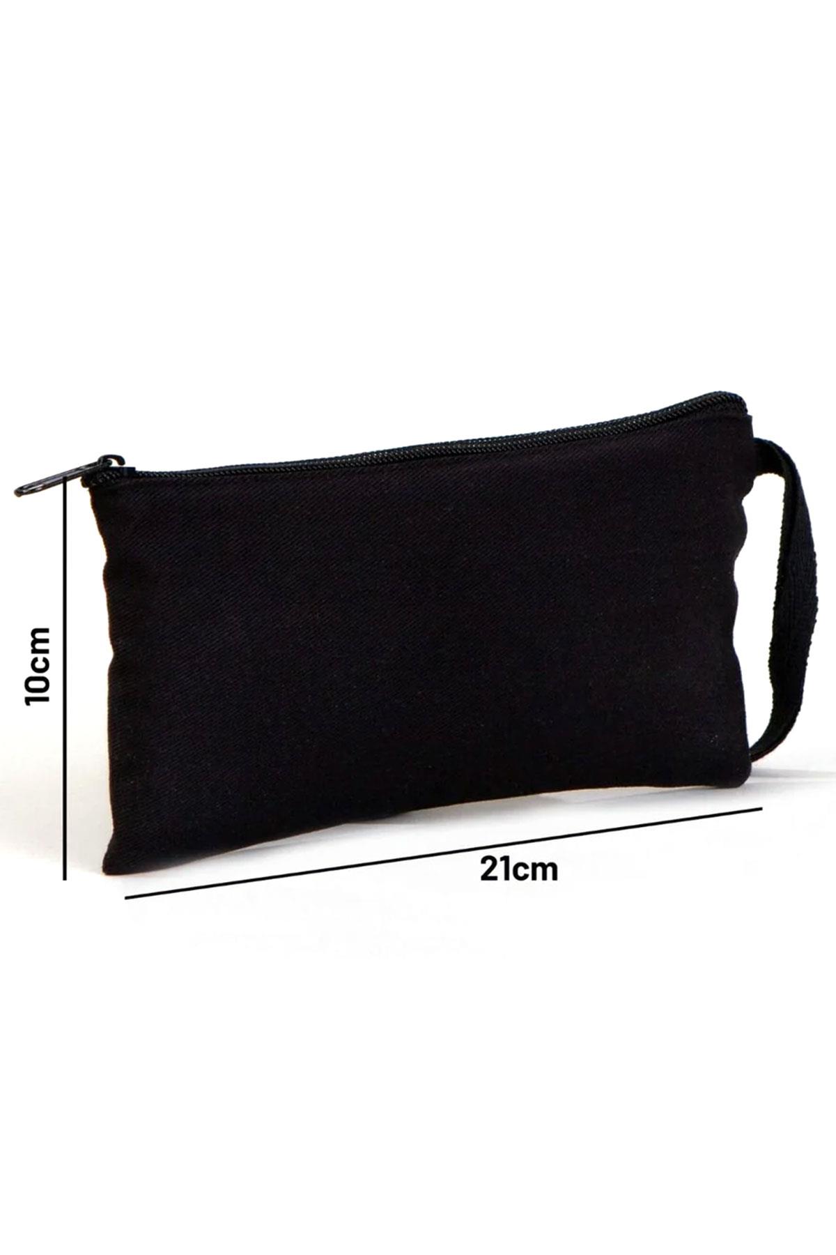 Rakerplus Siyah 21x10 cm Fermuarlı Gabardin Kumaş Kalemlik