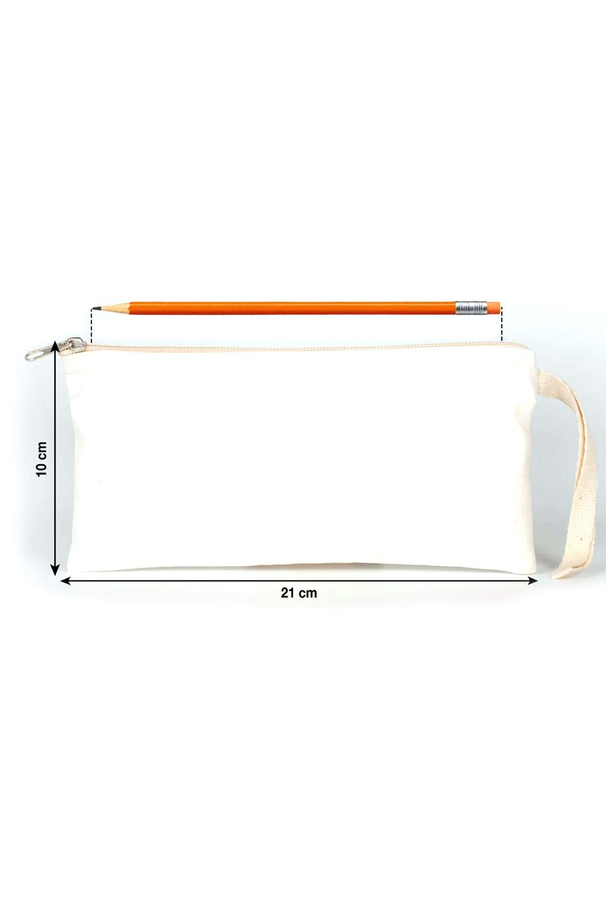 Rakerplus Krem 21x10 cm Fermuarlı Gabardin Kumaş Kalemlik