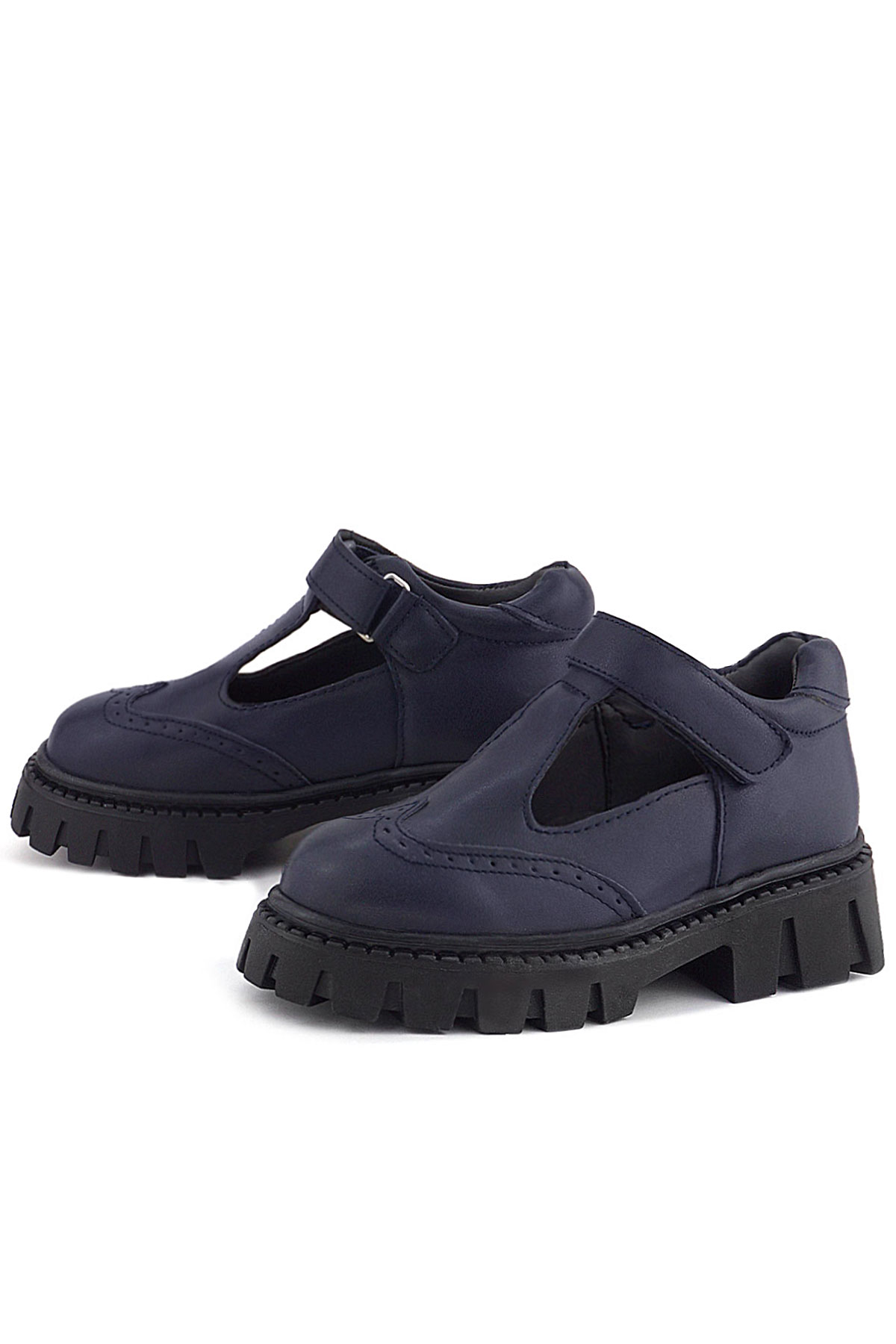 Rakerplus Lacivert Mat Cırtlı Kız Çocuk Okul Ayakkabı