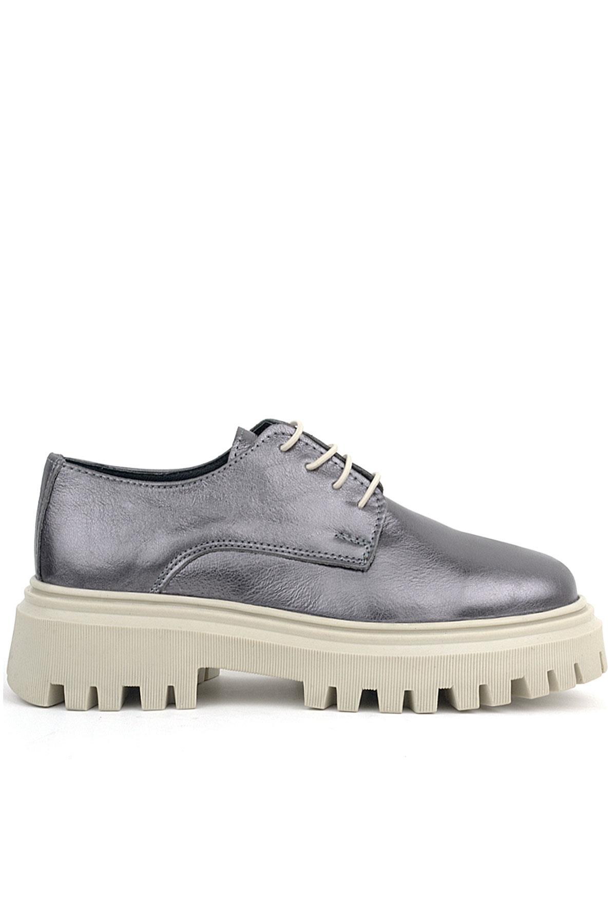 Rakerplus Platinum Genuine Leather Laced Up Women's Oxford Casual Shoes