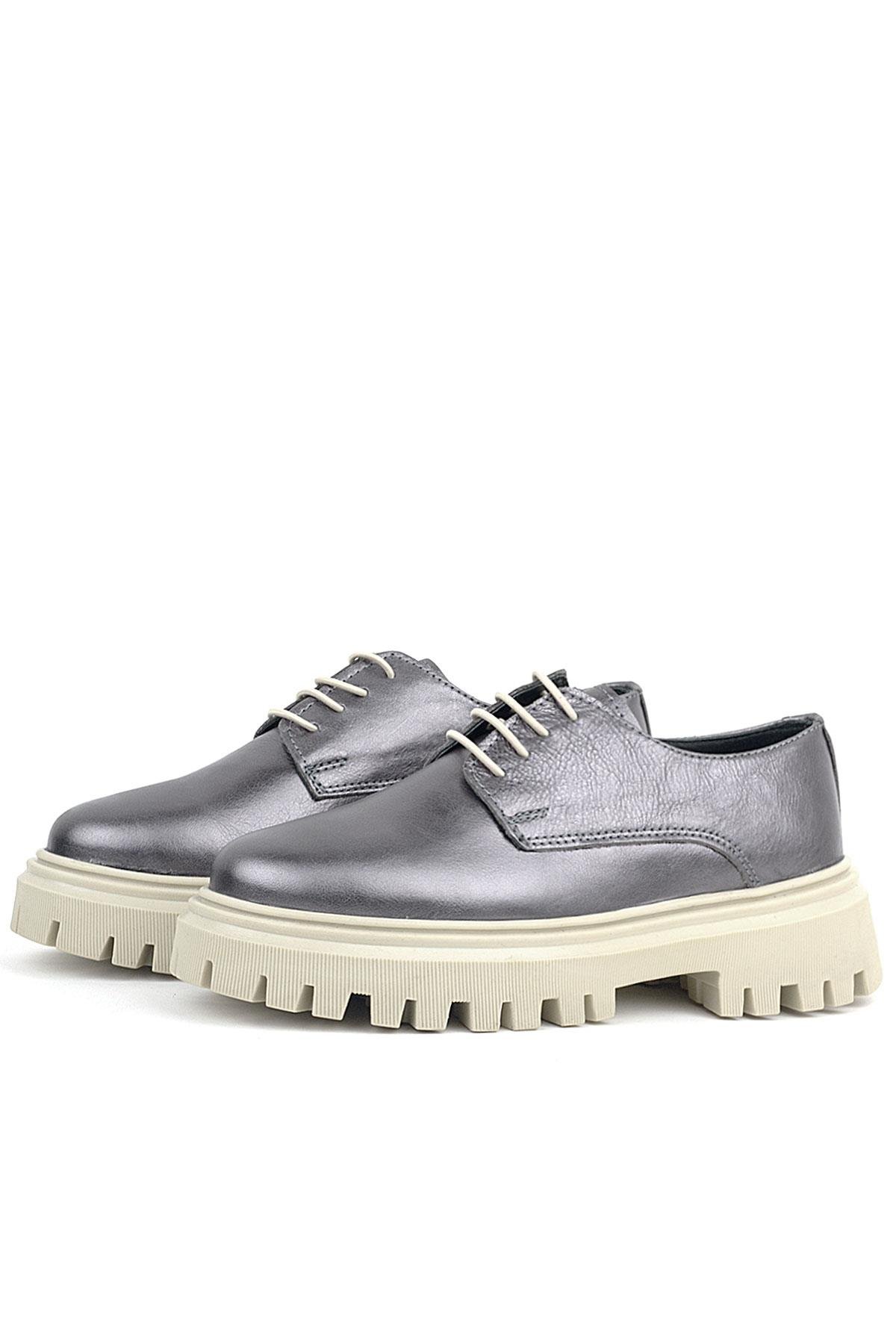 Rakerplus Platinum Genuine Leather Laced Up Women's Oxford Casual Shoes