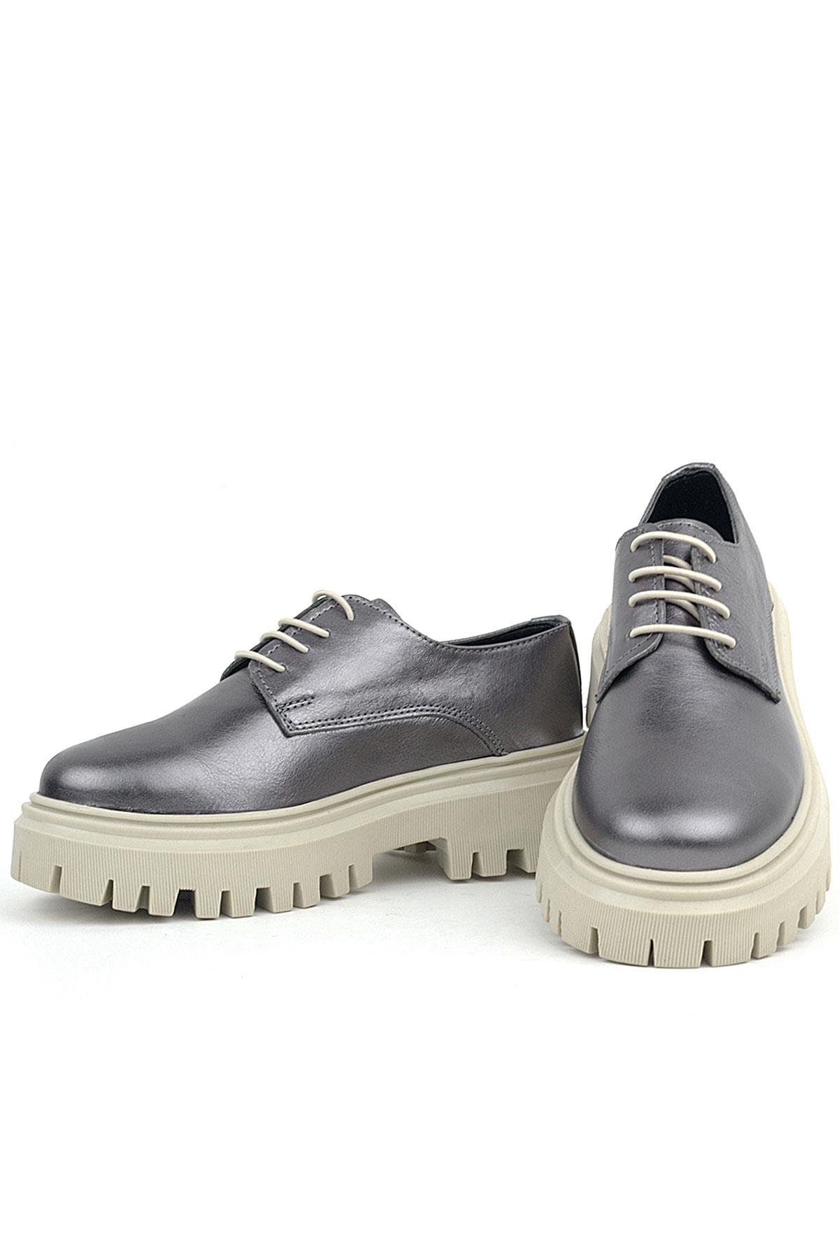 Rakerplus Platinum Genuine Leather Laced Up Women's Oxford Casual Shoes