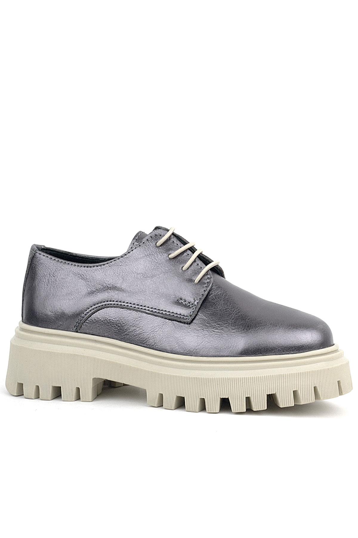 Rakerplus Platinum Genuine Leather Laced Up Women's Oxford Casual Shoes