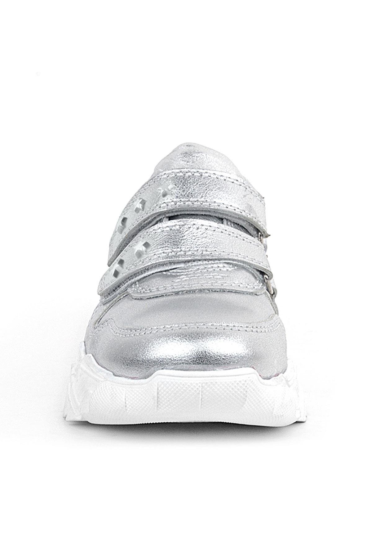 Rakerplus Hakiki Deri Gümüş Yıldız Detaylı Kız Çocuk Spor Ayakkabı