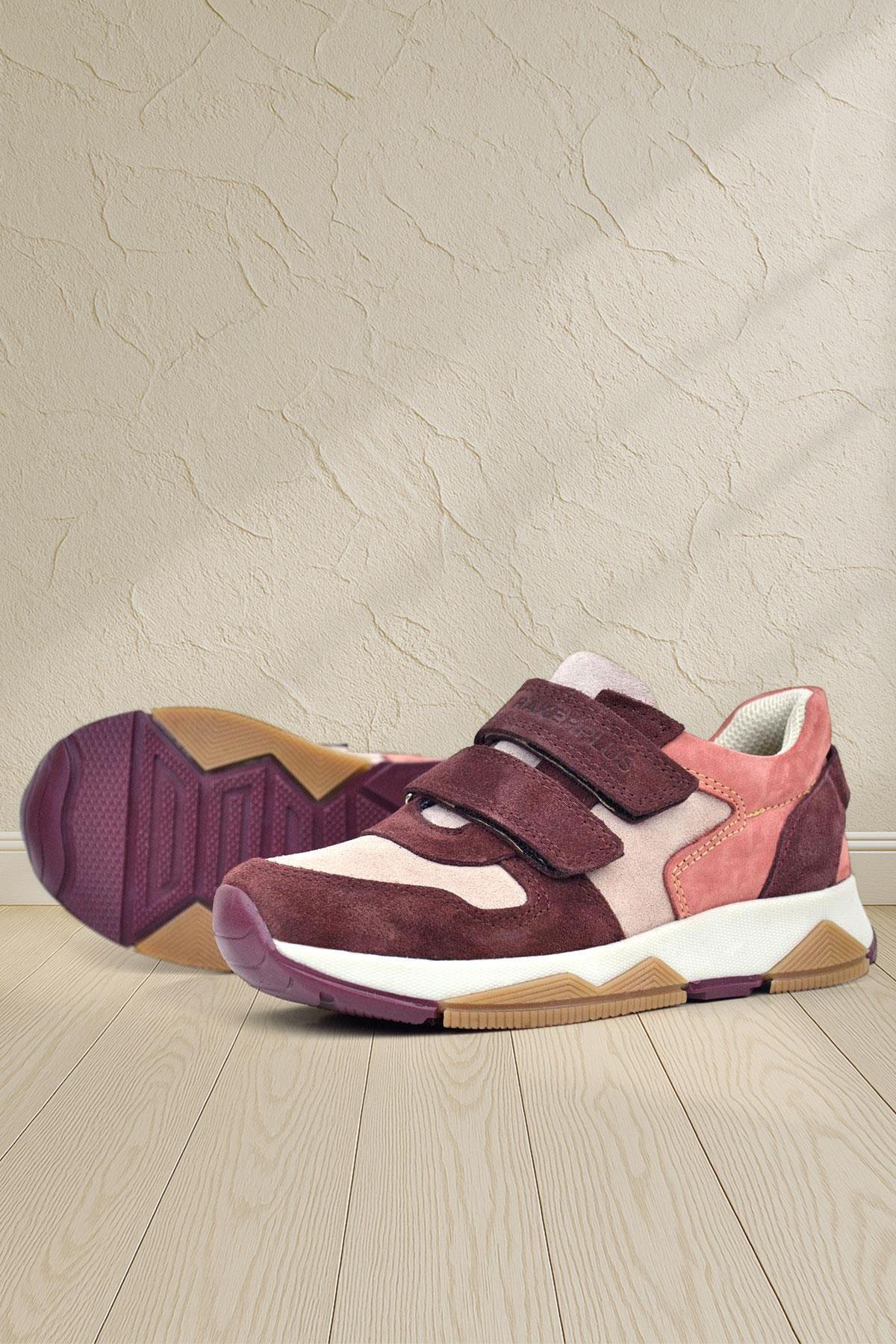 Rakerplus Genuine Leather Powder Claret Red Kids Sneakers Sports Shoes