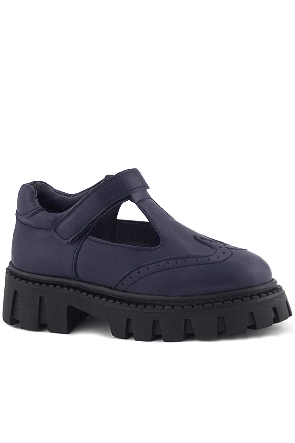 Rakerplus Lacivert Mat Cırtlı Kız Çocuk Okul Ayakkabı