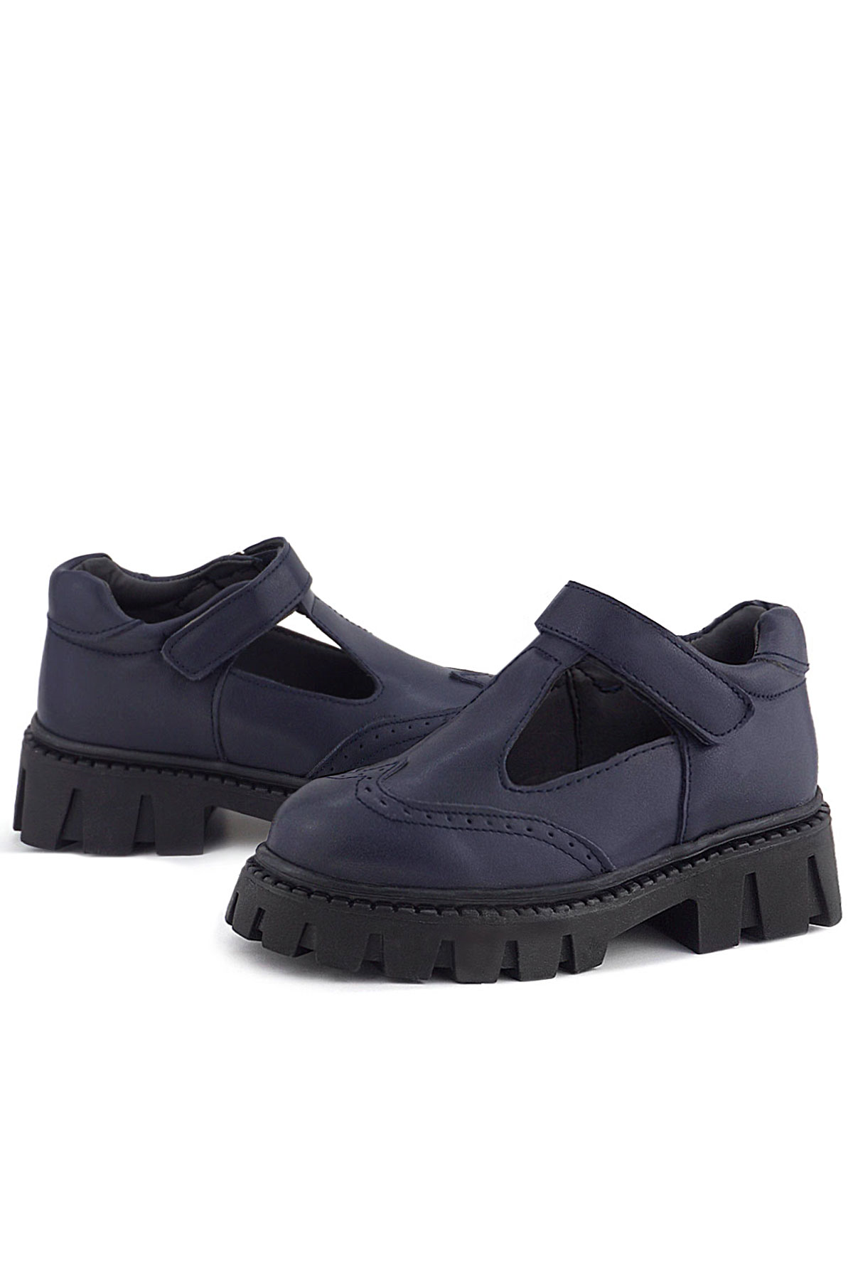 Rakerplus Lacivert Mat Cırtlı Kız Çocuk Okul Ayakkabı