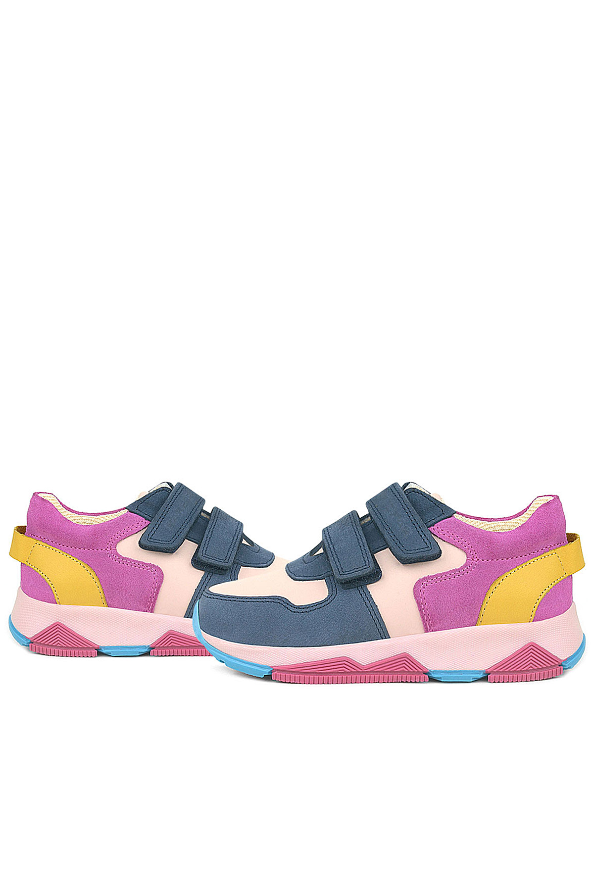 Rakerplus Genuine Leather Navy Blue Pink Kids Sneakers Sports Shoes