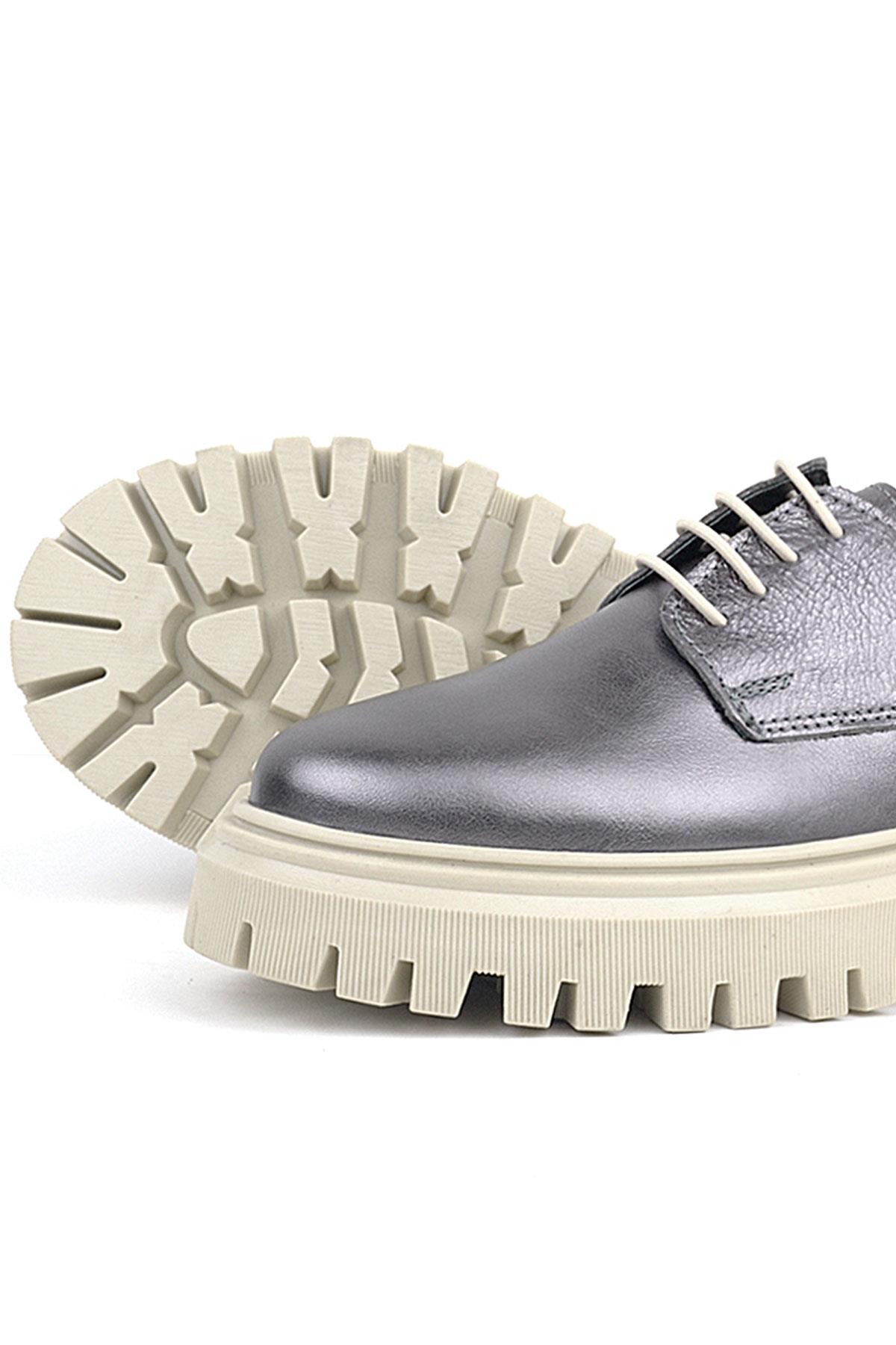 Rakerplus Platinum Genuine Leather Laced Up Women's Oxford Casual Shoes