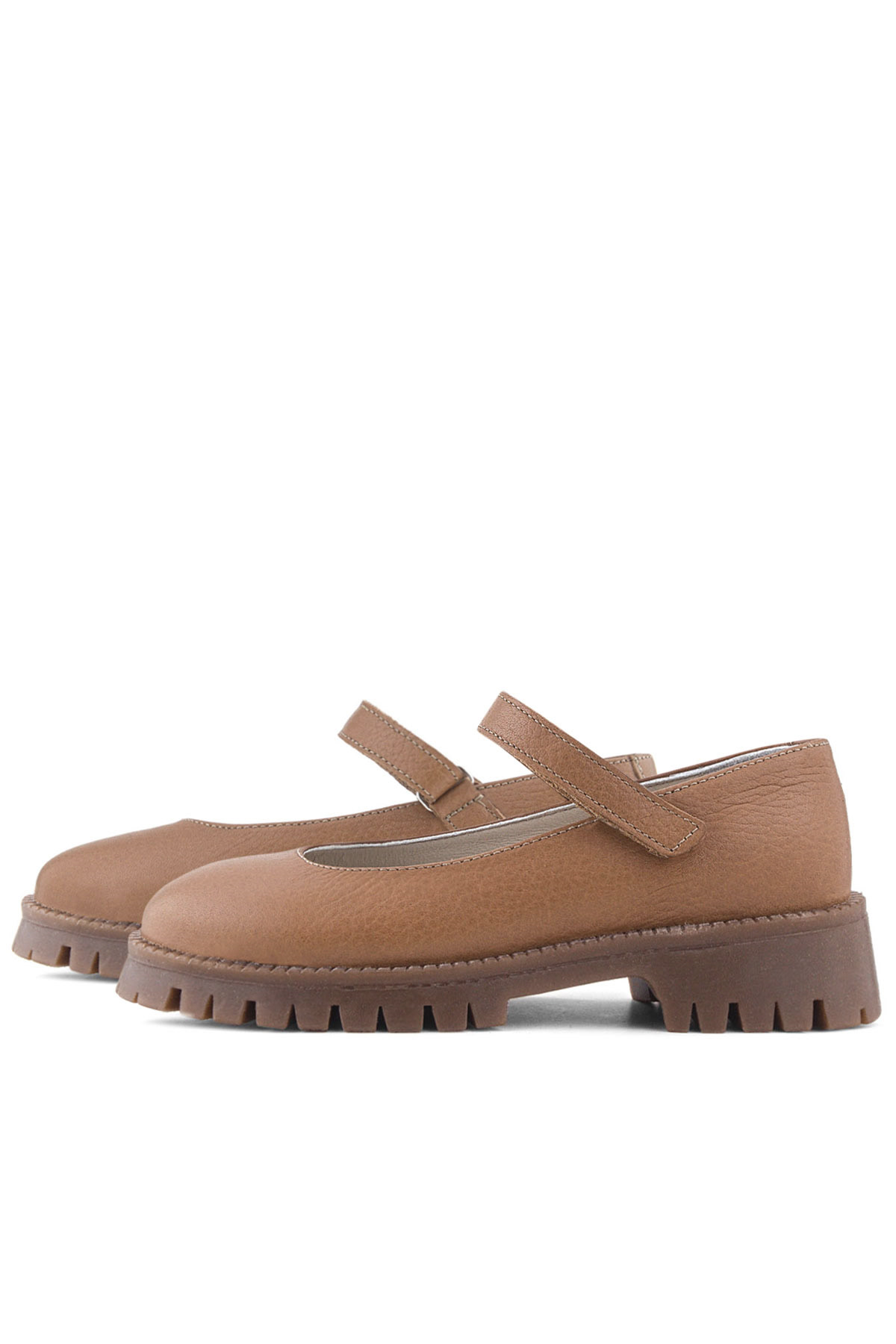 Rakerplus Hakiki Deri Taba Cırtlı Kalın Tabanlı Kız Çocuk Okul Ayakkabısı