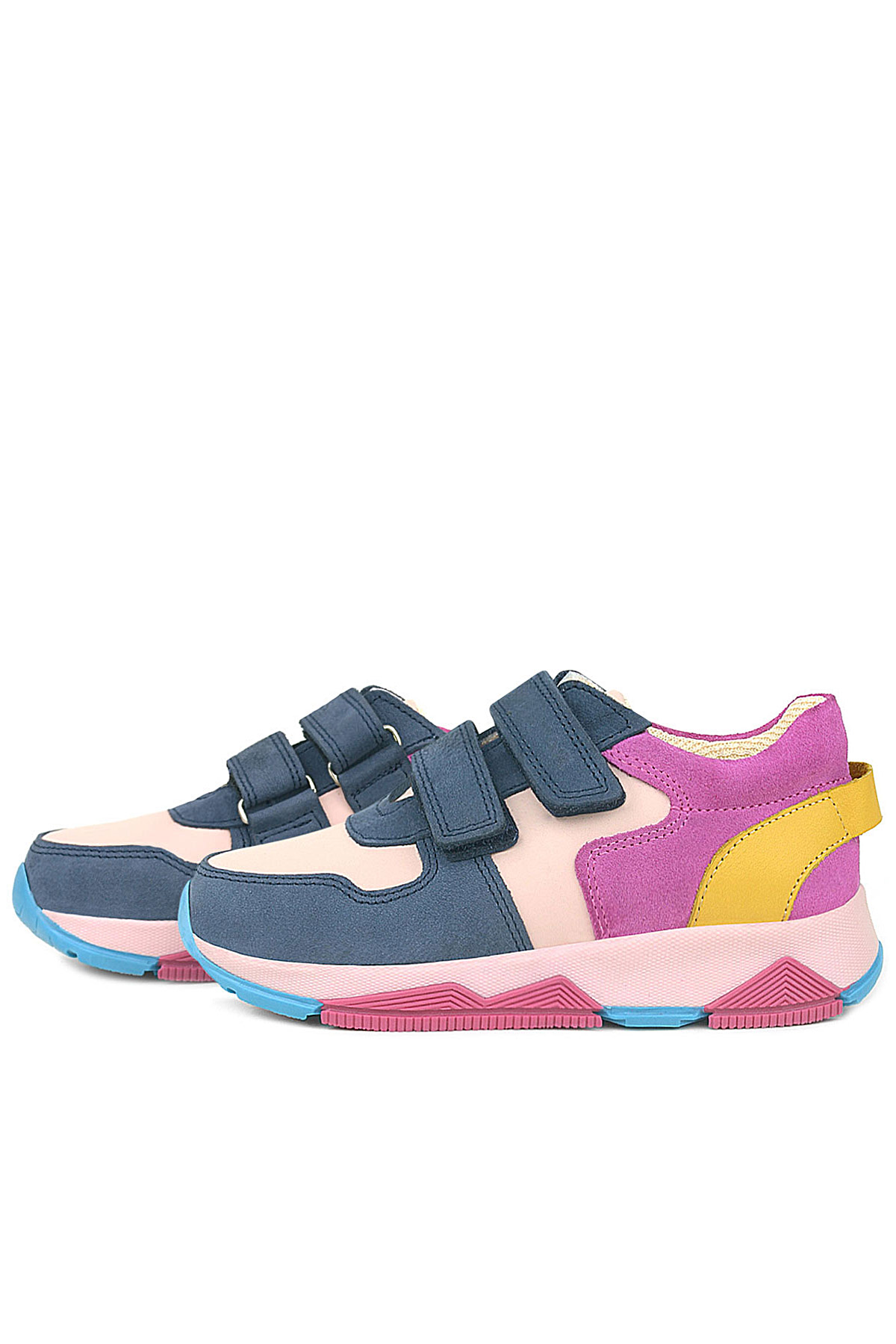Rakerplus Genuine Leather Navy Blue Pink Kids Sneakers Sports Shoes