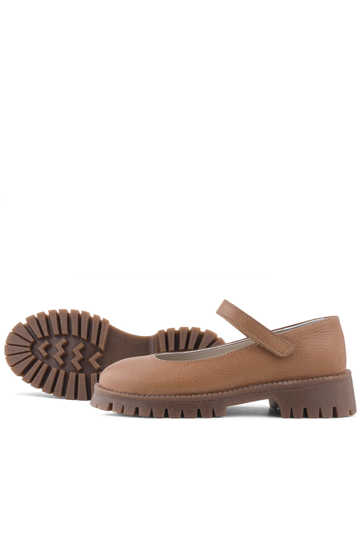 Rakerplus Hakiki Deri Taba Cırtlı Kalın Tabanlı Kız Çocuk Okul Ayakkabısı