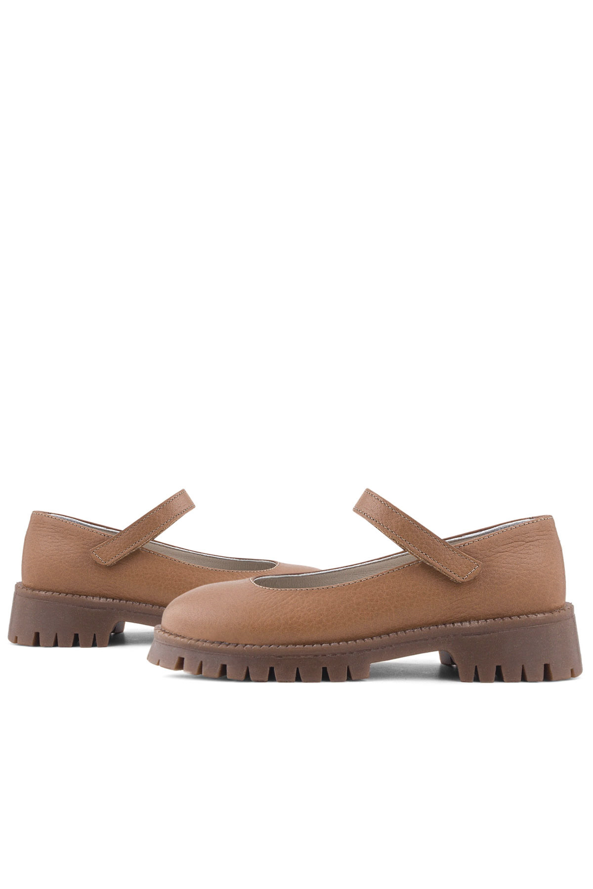 Rakerplus Hakiki Deri Taba Cırtlı Kalın Tabanlı Kız Çocuk Okul Ayakkabısı