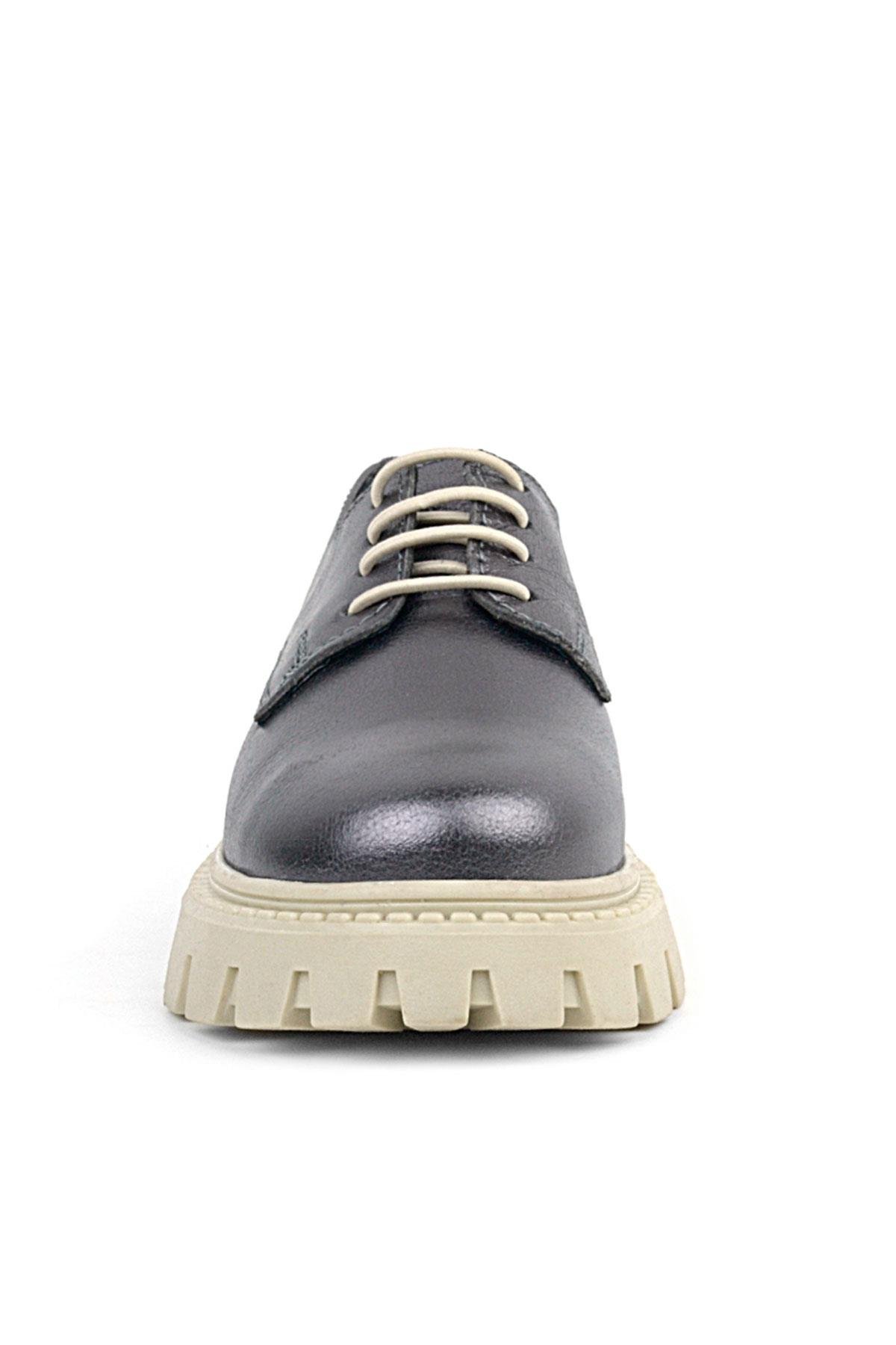 Rakerplus Platinum Genuine Leather Laced Up Girls Kids' Oxford School Shoes