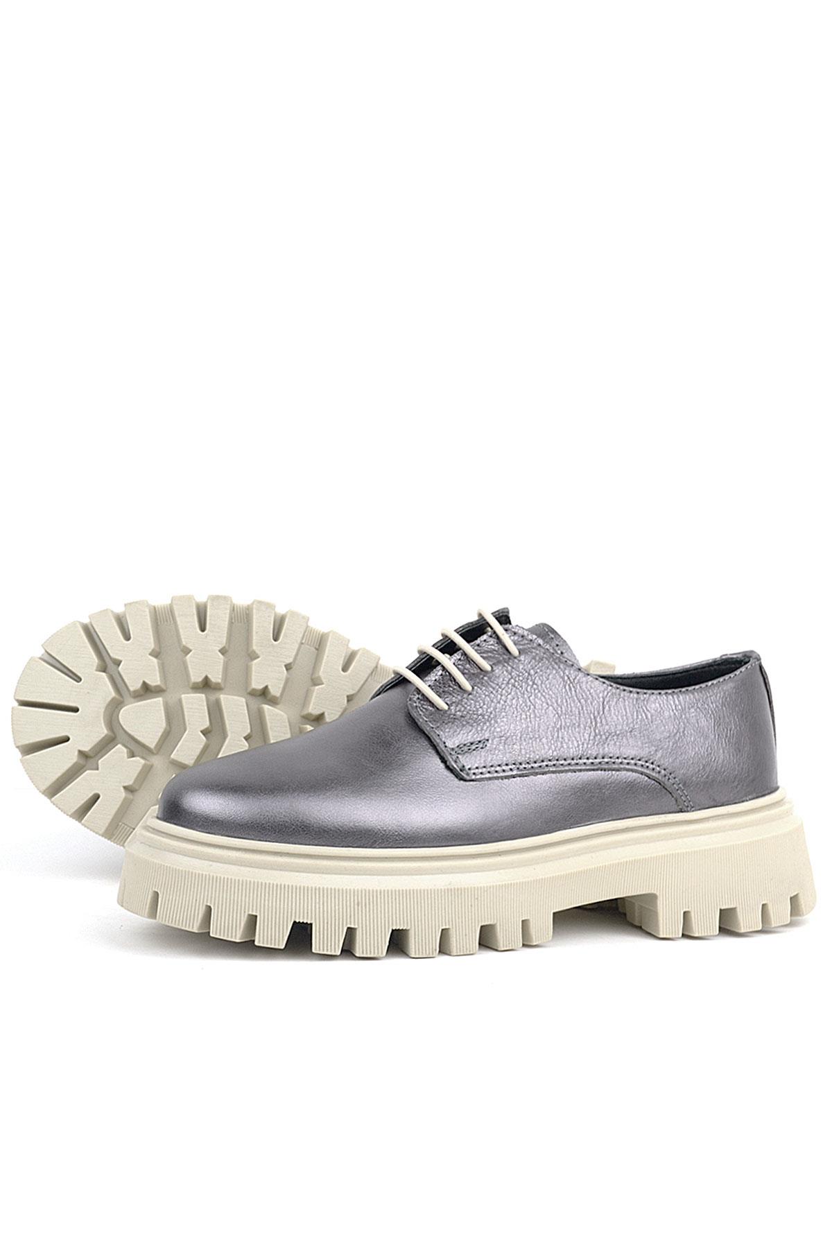 Rakerplus Platinum Genuine Leather Laced Up Women's Oxford Casual Shoes