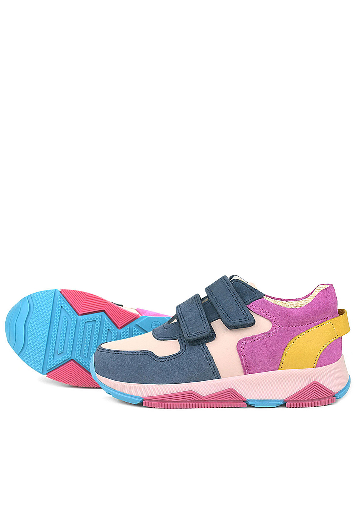 Rakerplus Genuine Leather Navy Blue Pink Kids Sneakers Sports Shoes