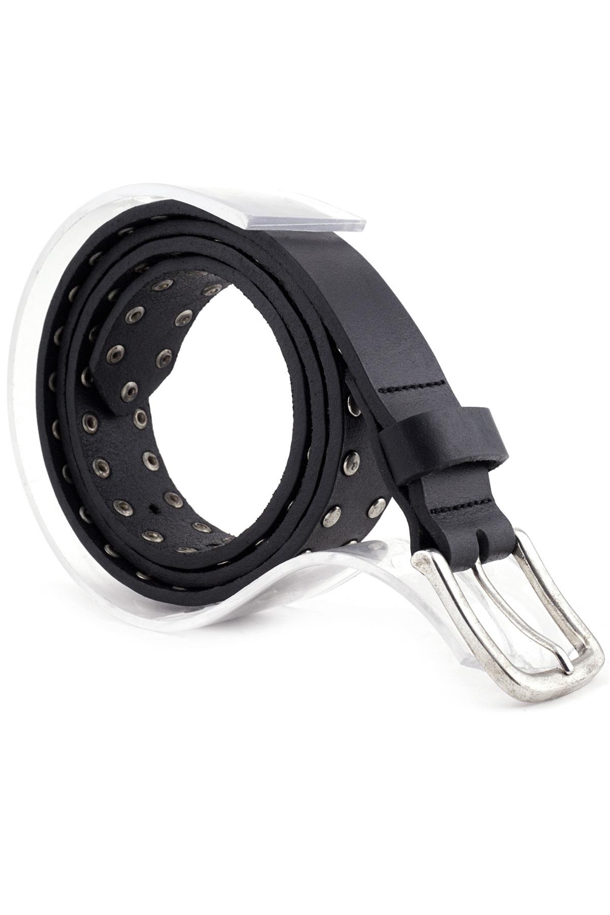 Rakerplus Hakiki Manda Derisi Siyah Metal Detaylı Kız Çocuk Kemer