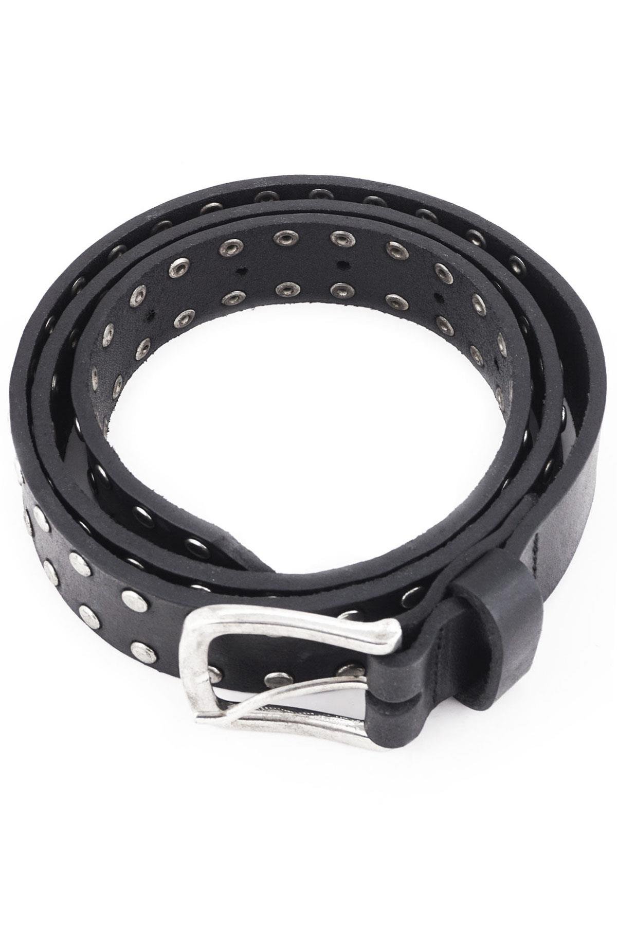 Rakerplus Hakiki Manda Derisi Siyah Metal Detaylı Kız Çocuk Kemer