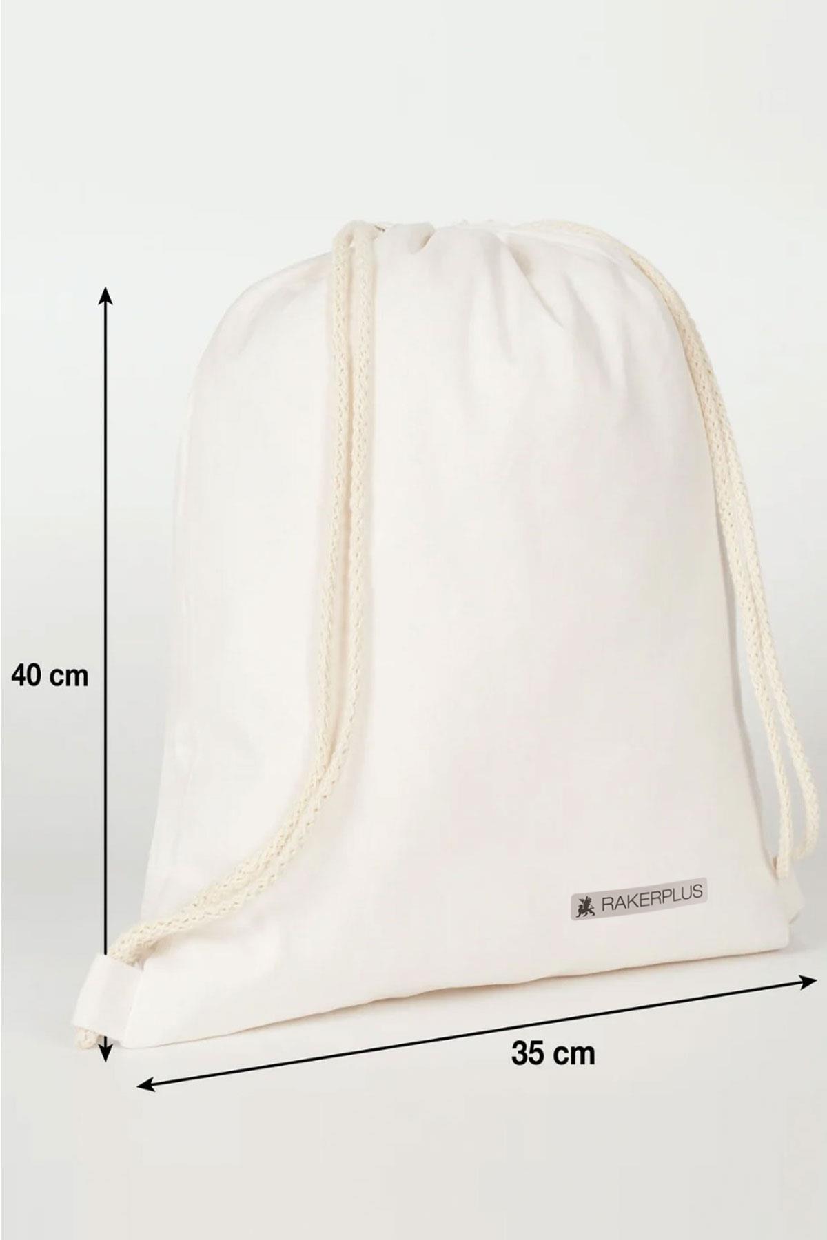 Rakerplus Krem 35x40 cm Unisex Ham Bez Büzgülü Sırt Ayakkabı Çantası RC-0006-KR