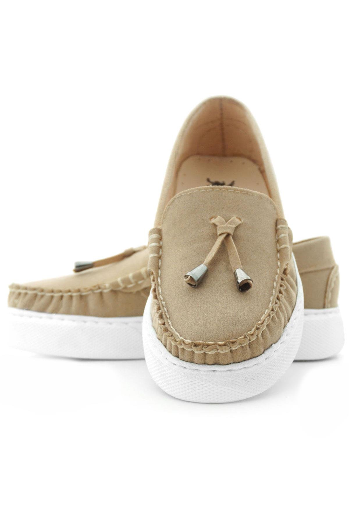 Rakerplus Kum Rengi Süet Ekstra Hafif Çocuk Makosen Ayakkabı 3403-KM.35