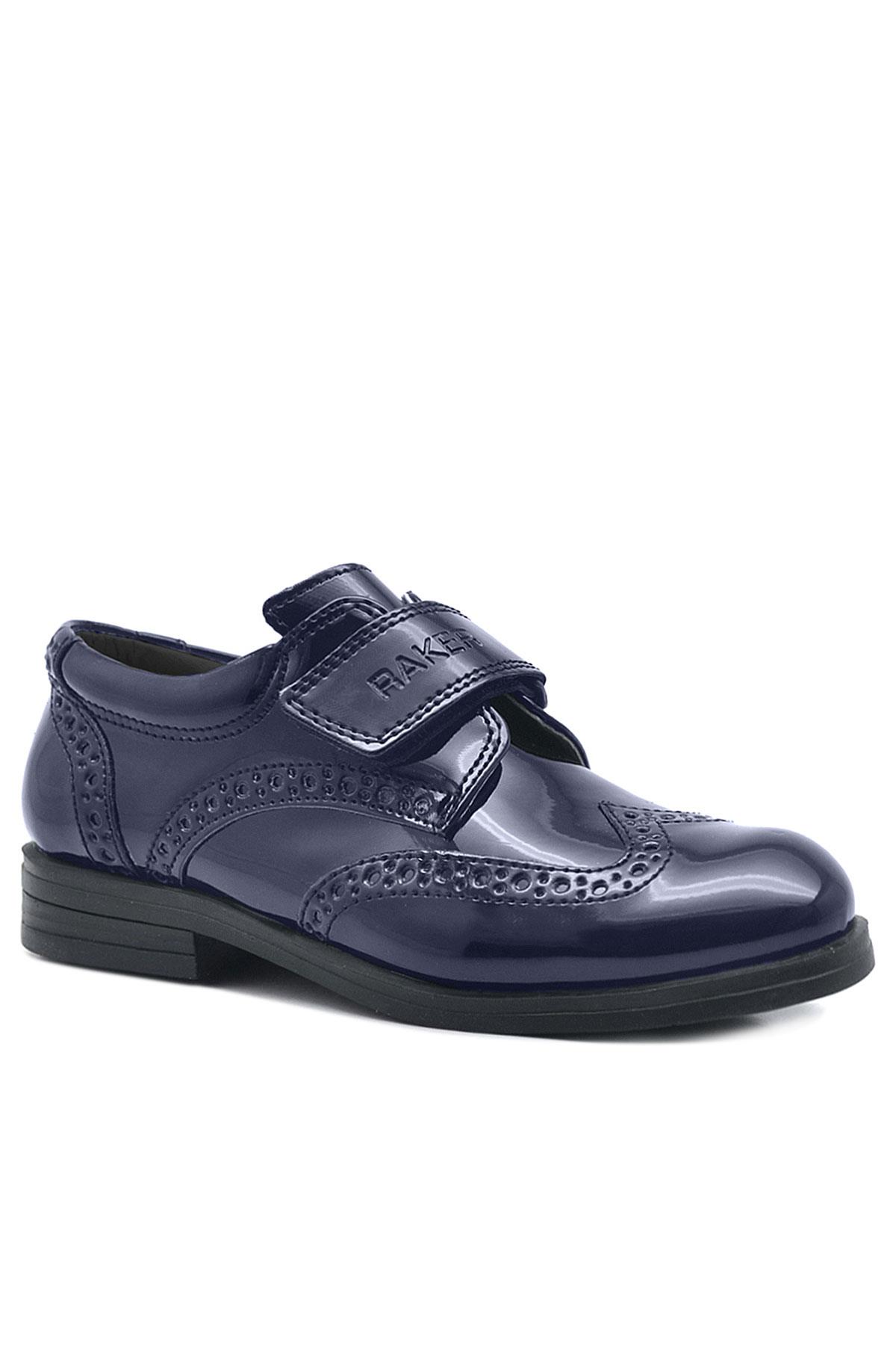 Rakerplus Navy Blue Velcro Oxford Boys Patent Leather Shoes 3060-LR-C.26