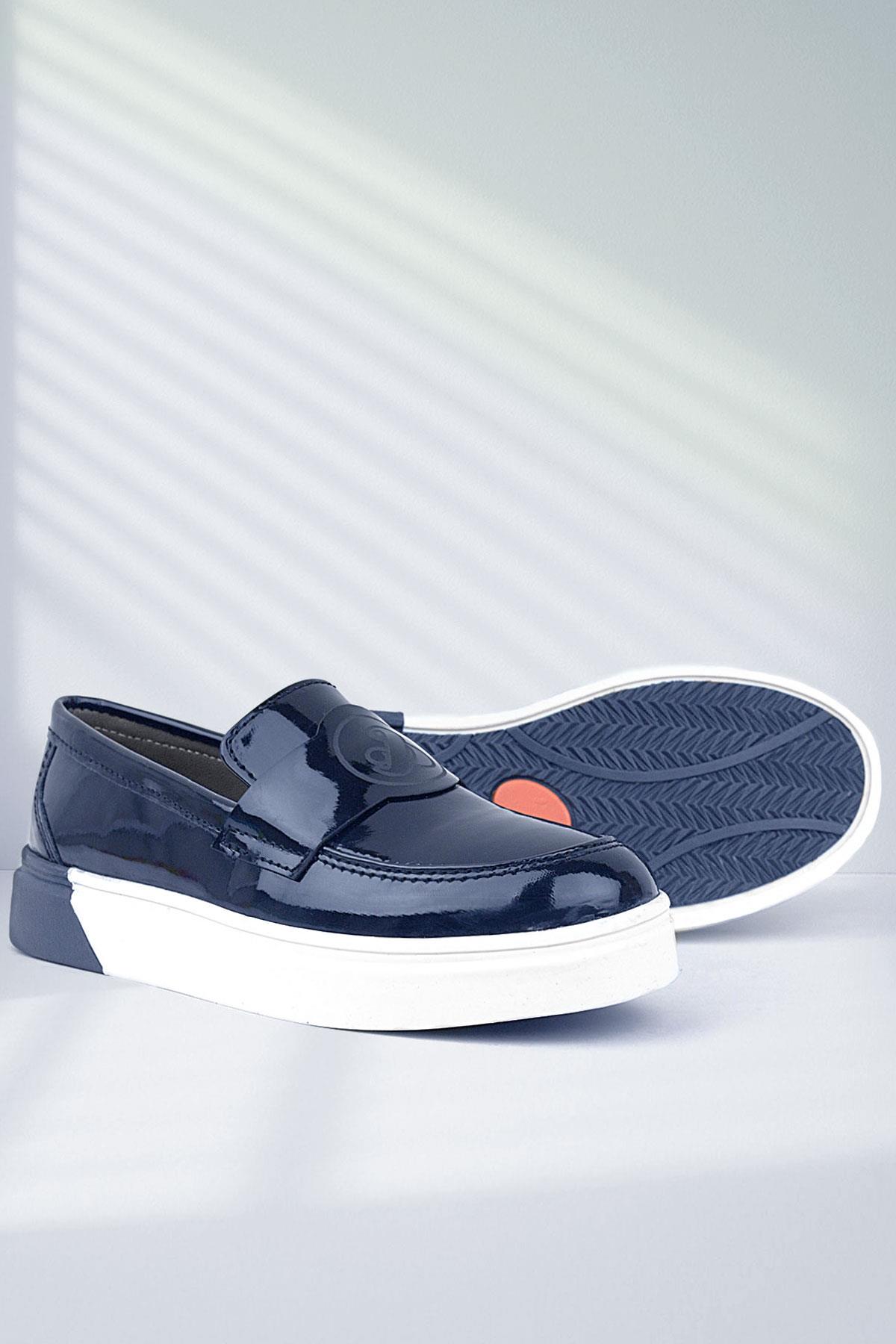 Rakerplus Lacivert Rugan Çocuk Klasik Ayakkabı 3054-LR.39