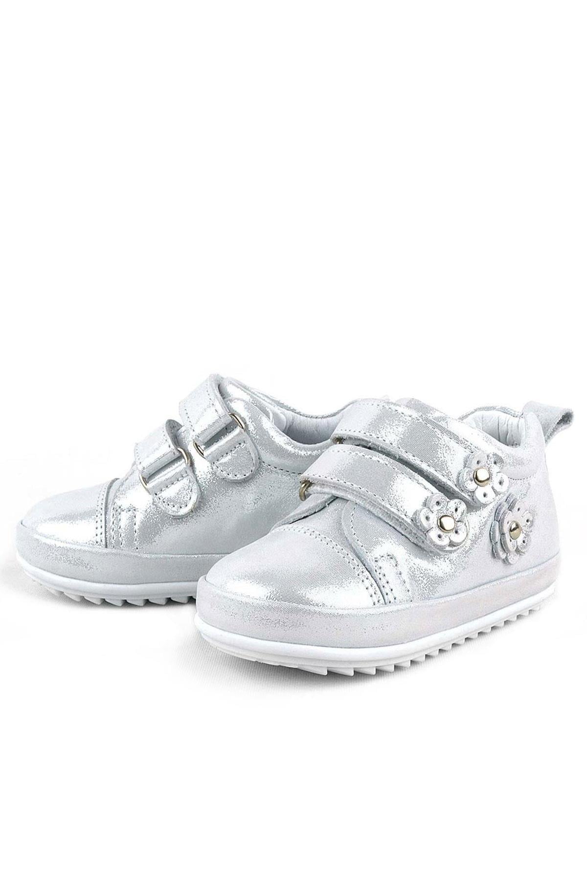 Rakerplus Genuine Leather Silver Anatomic Baby Girls First Step Shoes R411-G.19