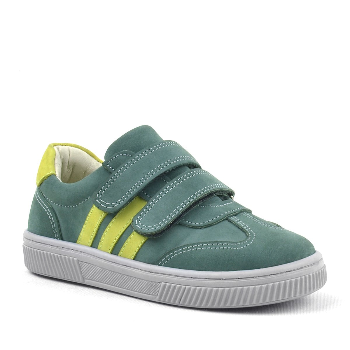 Rakerplus Paw Hakiki Deri Yeşil Cırtlı Çocuk Spor Ayakkabı Sneaker