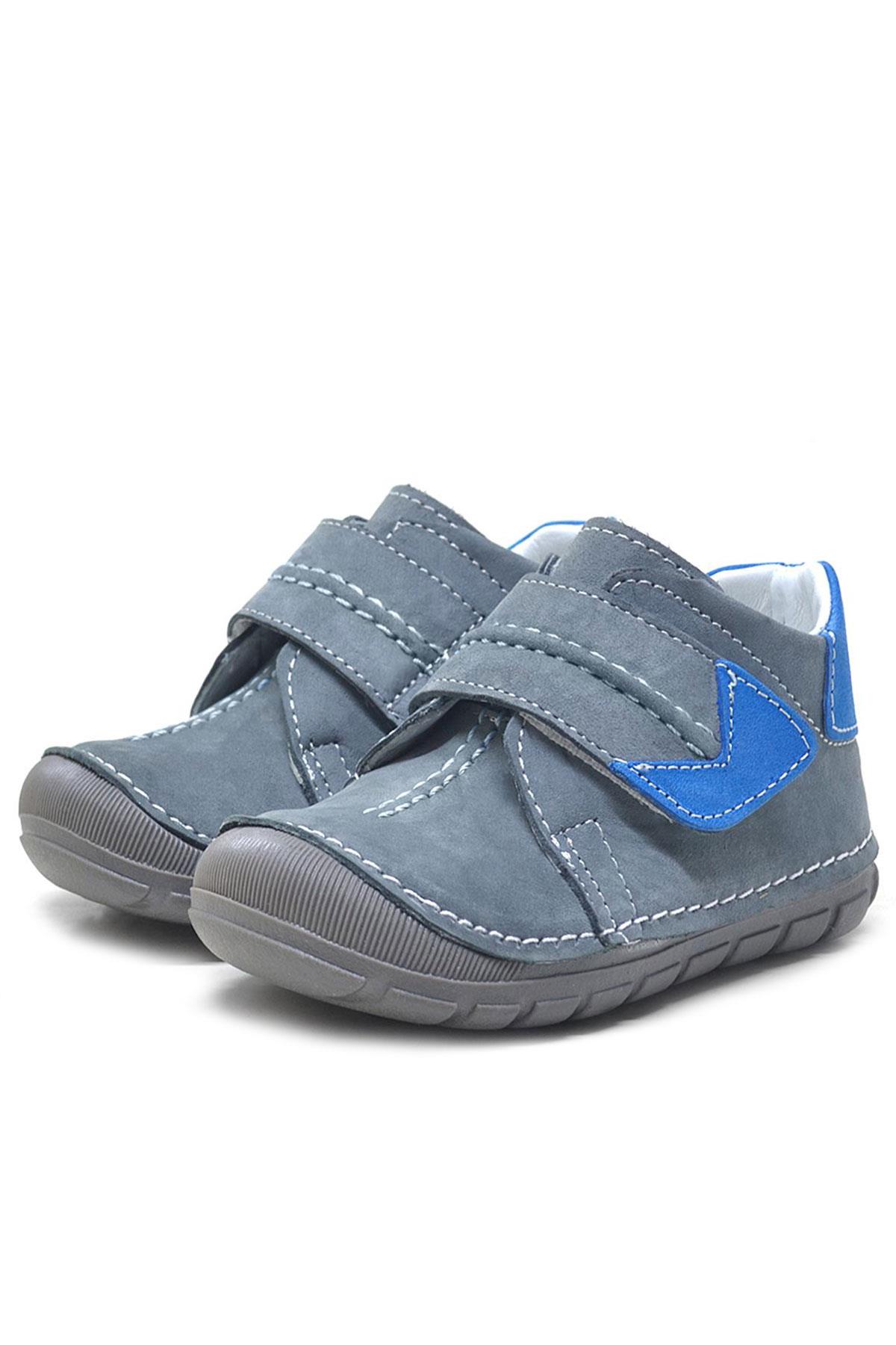 Rakerplus Popeye Hakiki Deri Gri Mavi İlk Adım Unisex Bebek Ayakkabısı R519-GMA.19