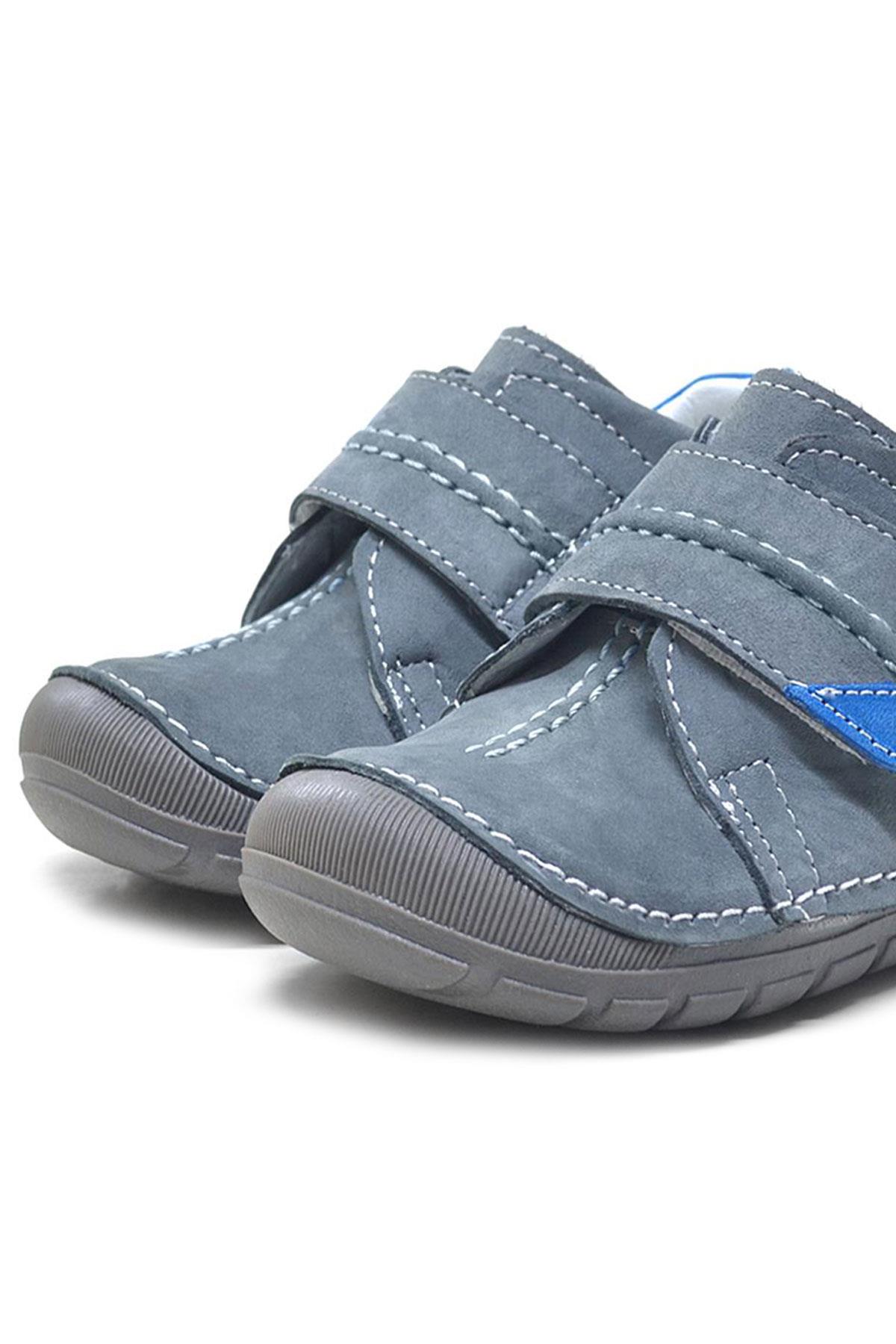 Rakerplus Popeye Hakiki Deri Gri Mavi İlk Adım Unisex Bebek Ayakkabısı R519-GMA.19