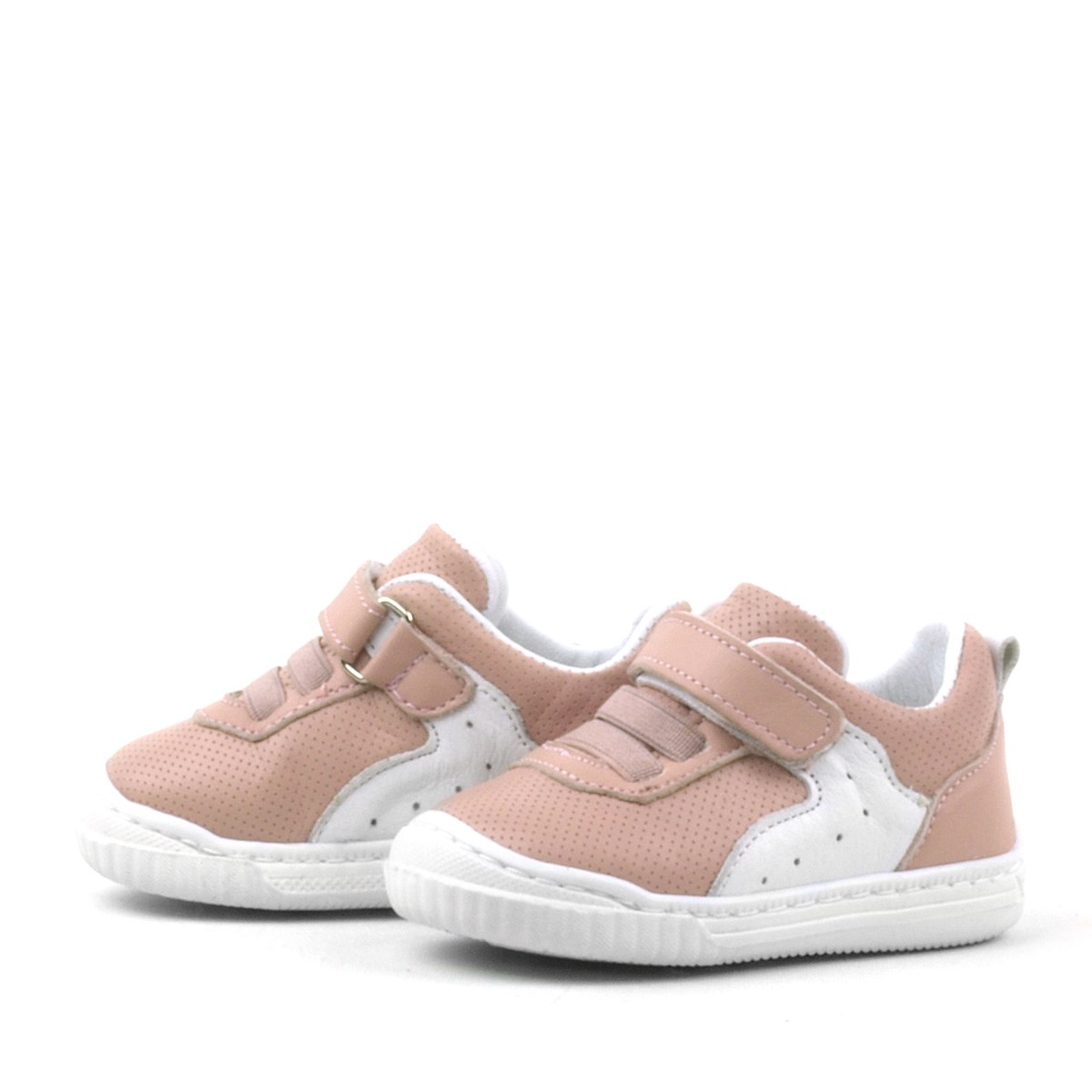 Rakerplus Pup Hakiki Deri Pembe Cırtlı Lastikli Bebek Sneaker