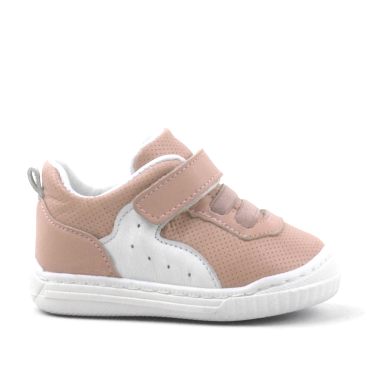 Rakerplus Pup Hakiki Deri Pembe Cırtlı Lastikli Bebek Sneaker