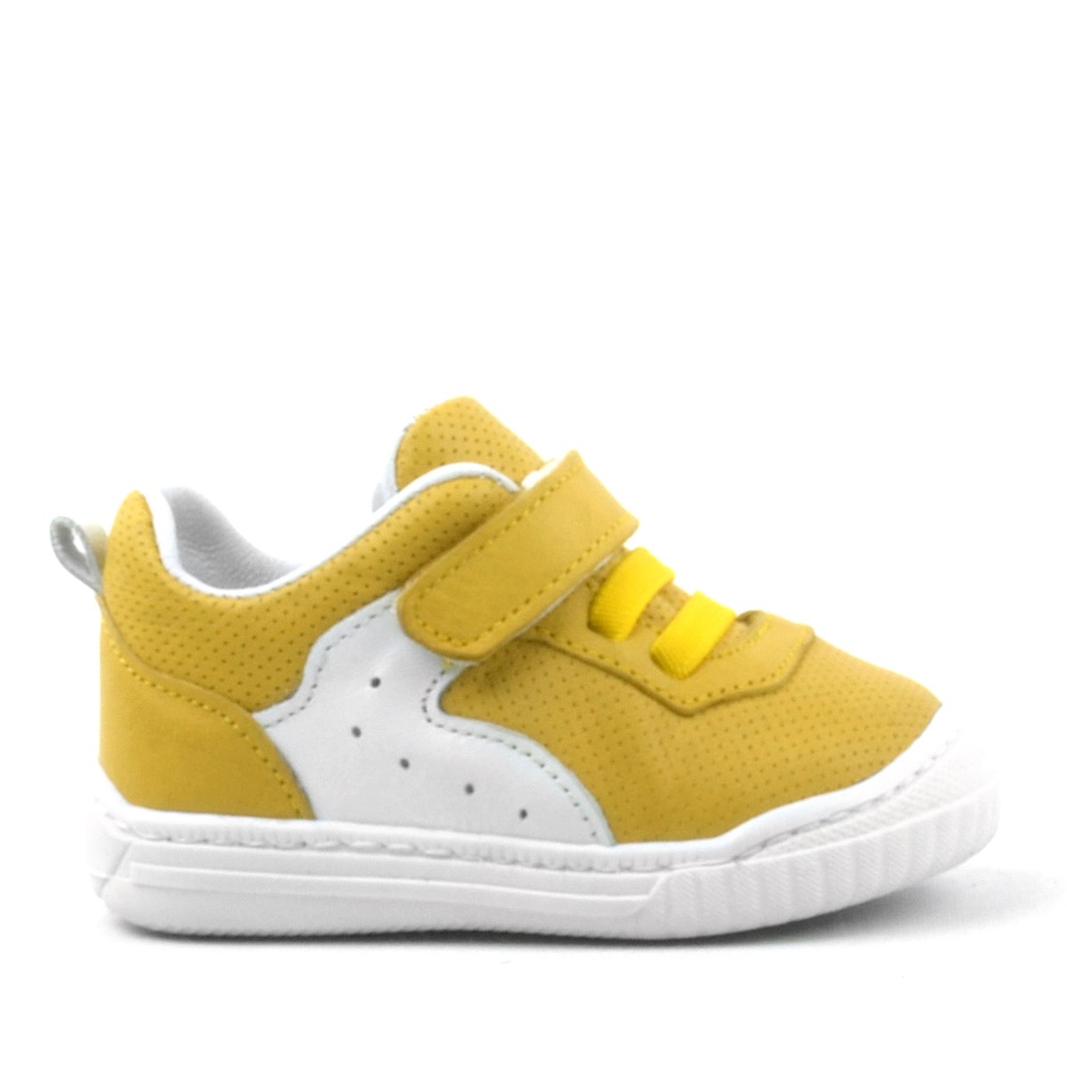 Rakerplus Rakerplus Pup Hakiki Deri Sarı Cırtlı Lastikli Bebek Sneaker