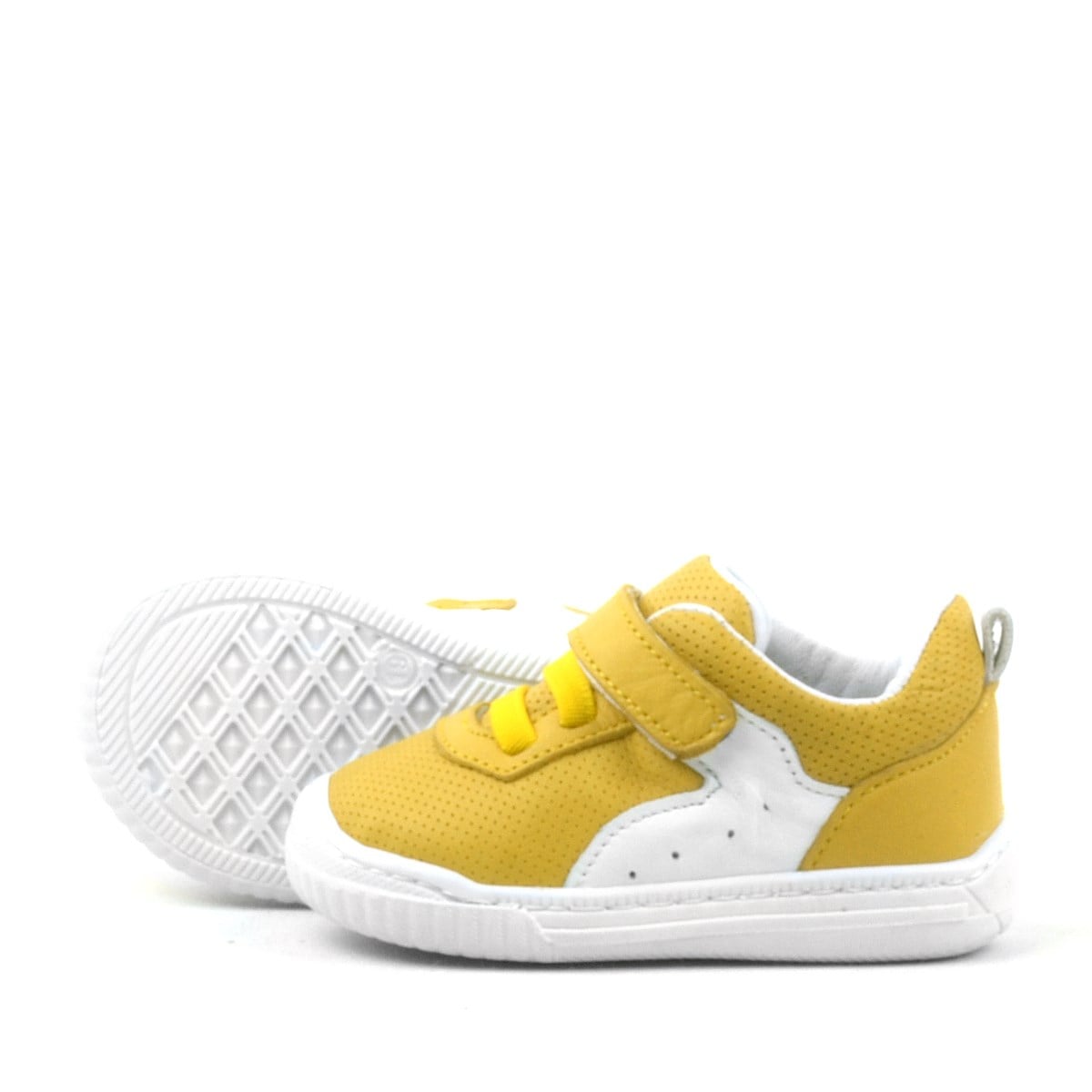 Rakerplus Rakerplus Pup Hakiki Deri Sarı Cırtlı Lastikli Bebek Sneaker