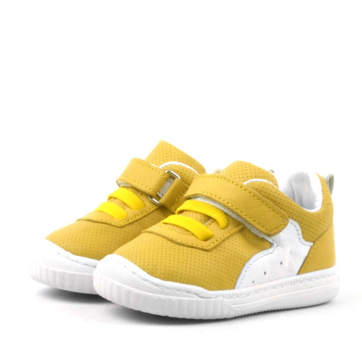 Rakerplus Rakerplus Pup Hakiki Deri Sarı Cırtlı Lastikli Bebek Sneaker